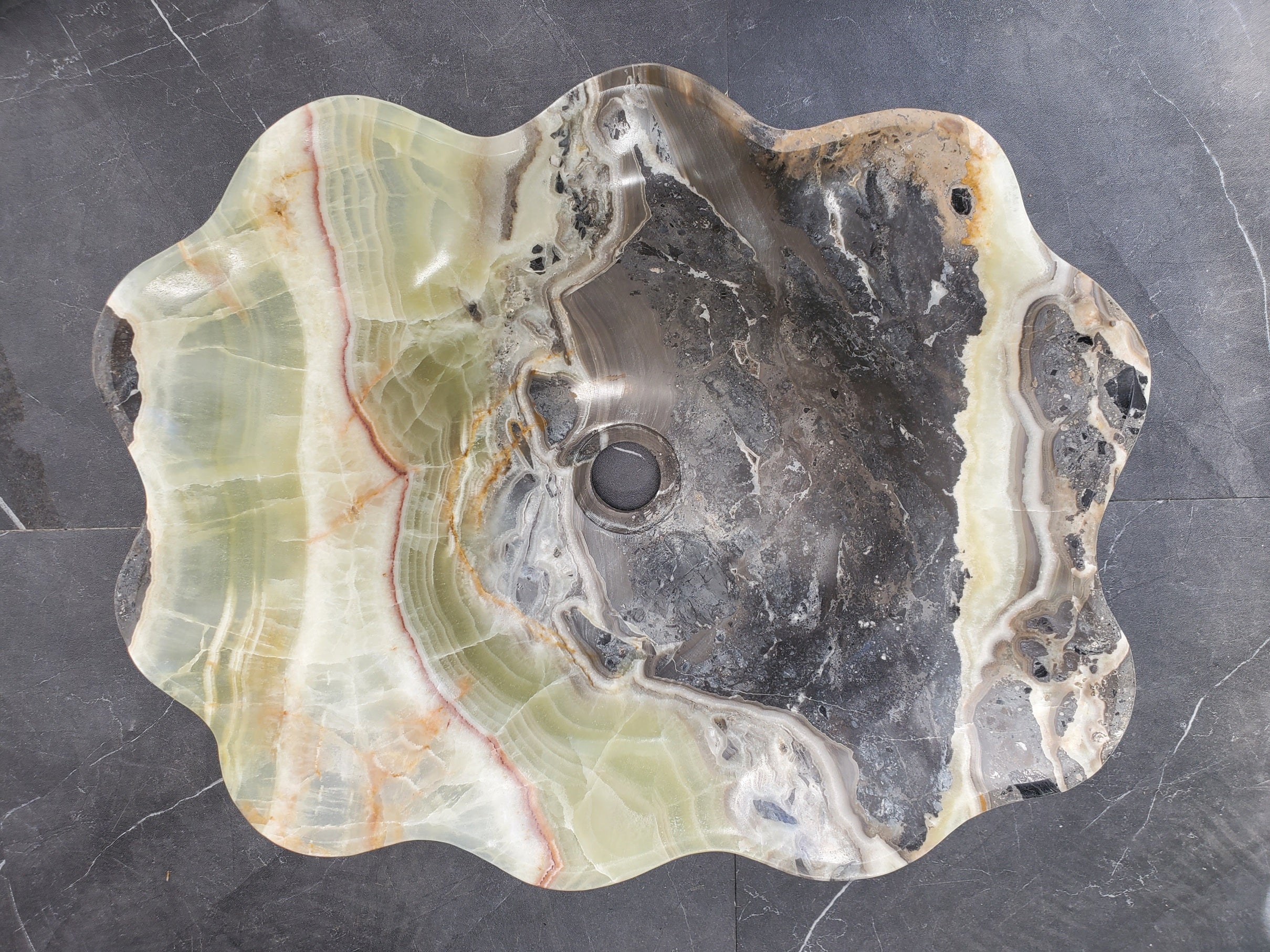 S33_55 Green Onyx Bathroom Vessel Sink - 18.5 x 14.5 inch