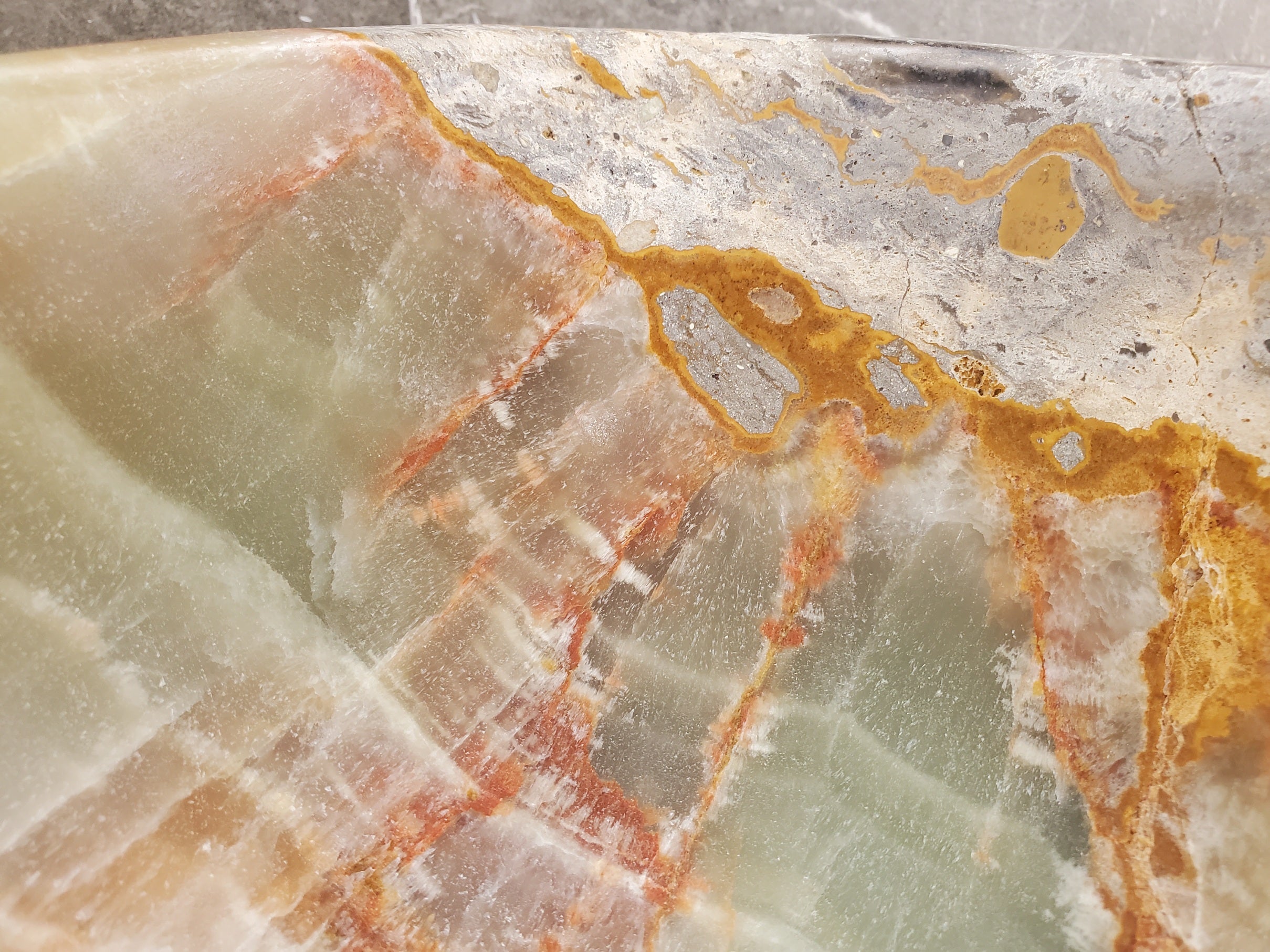 S34_01 Green Onyx Stone Vessel Bathroom Sink - 17 x 15 inch