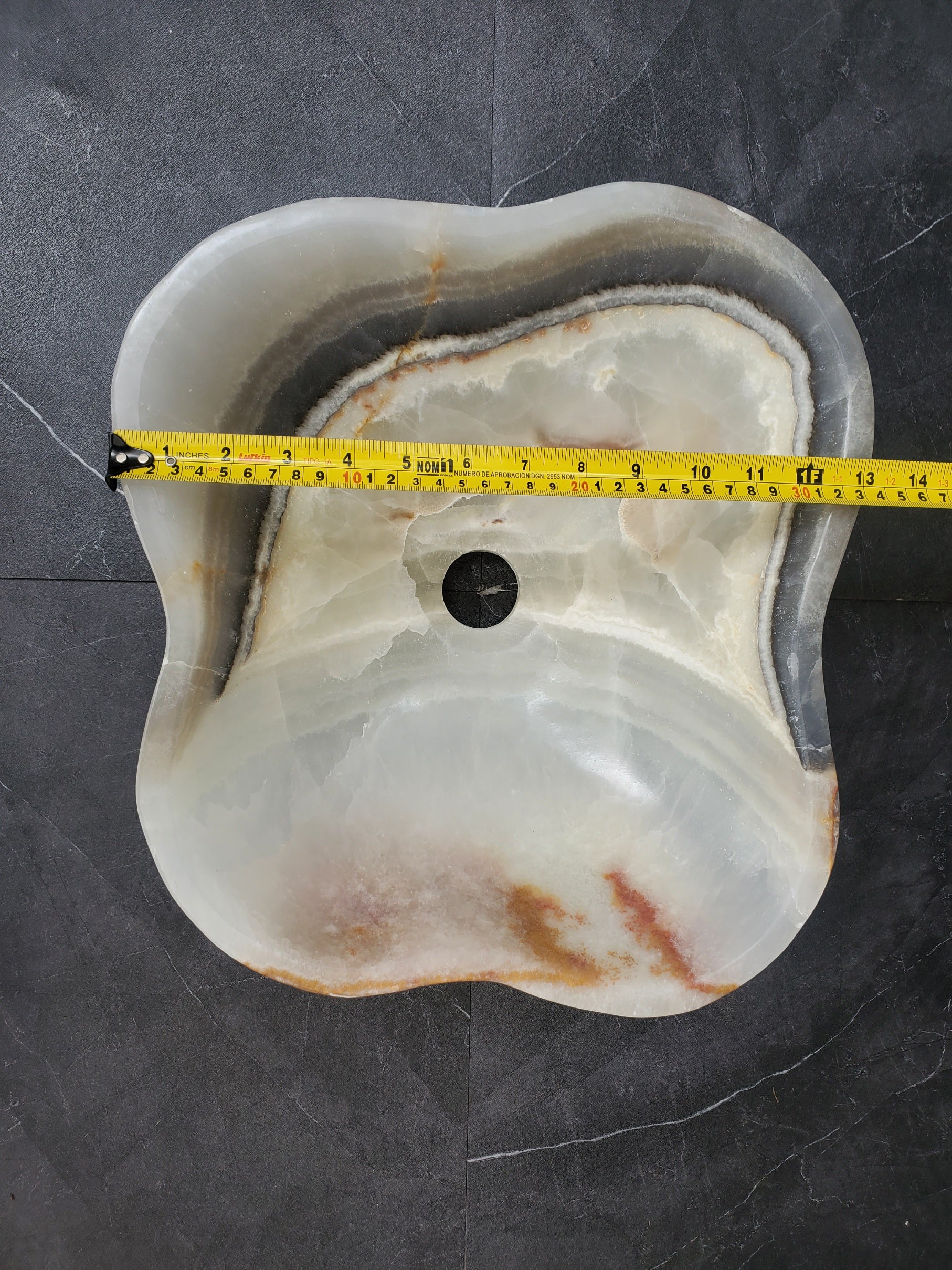 S34_21 Light Onyx Stone Vessel Sink- 14.5 x 13 inch