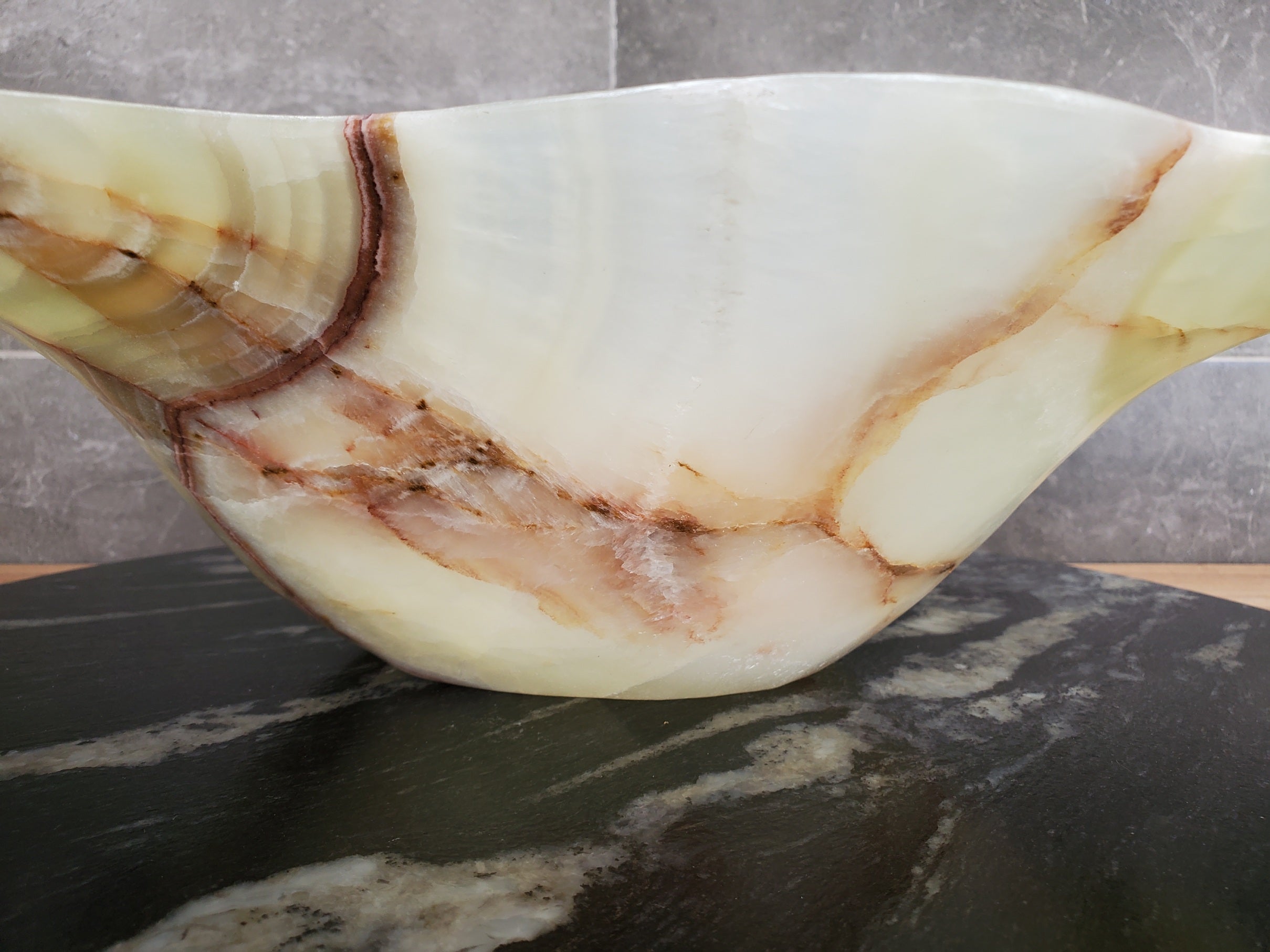 S33_56 Green Onyx Bathroom Vessel Sink - 17 x 13.5 inch