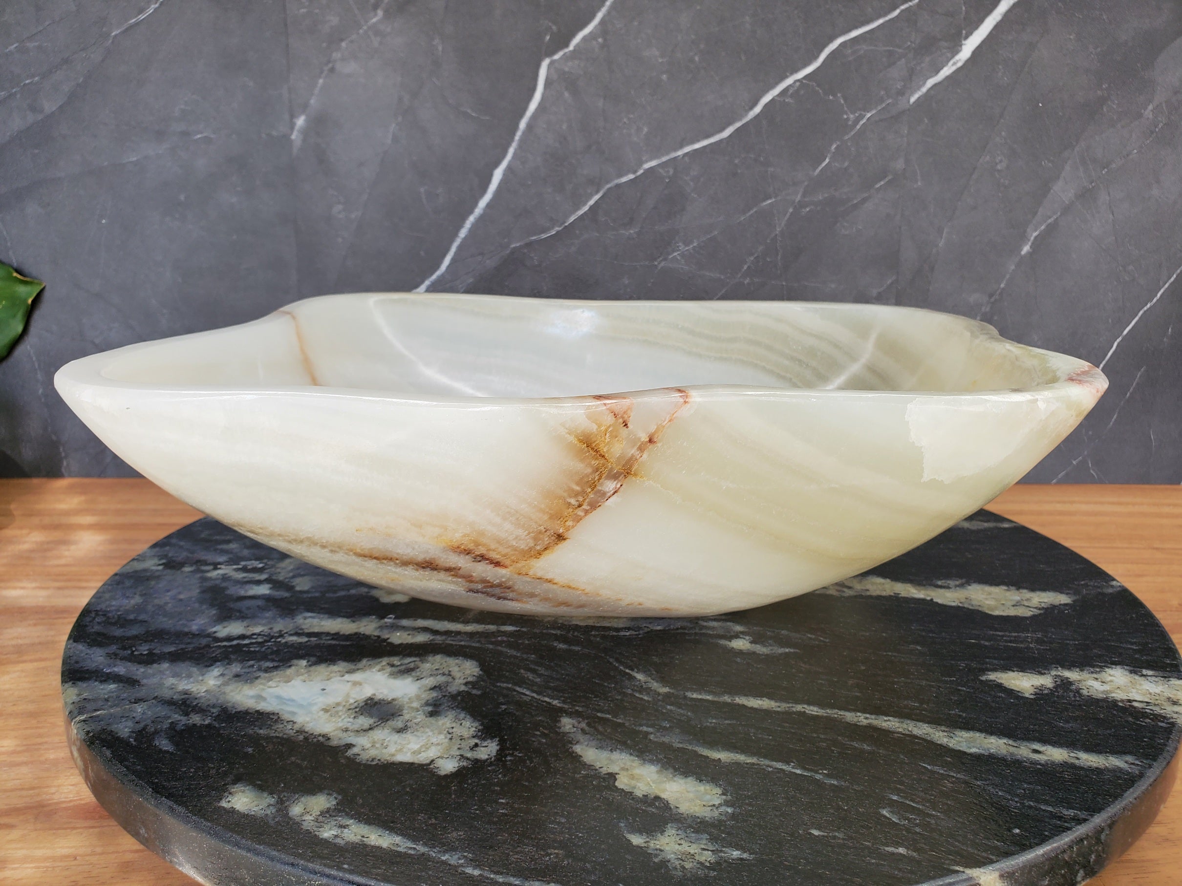 S34_18 Light Green Onyx Bathroom Vessel Sink - 15.2 x 13 inch