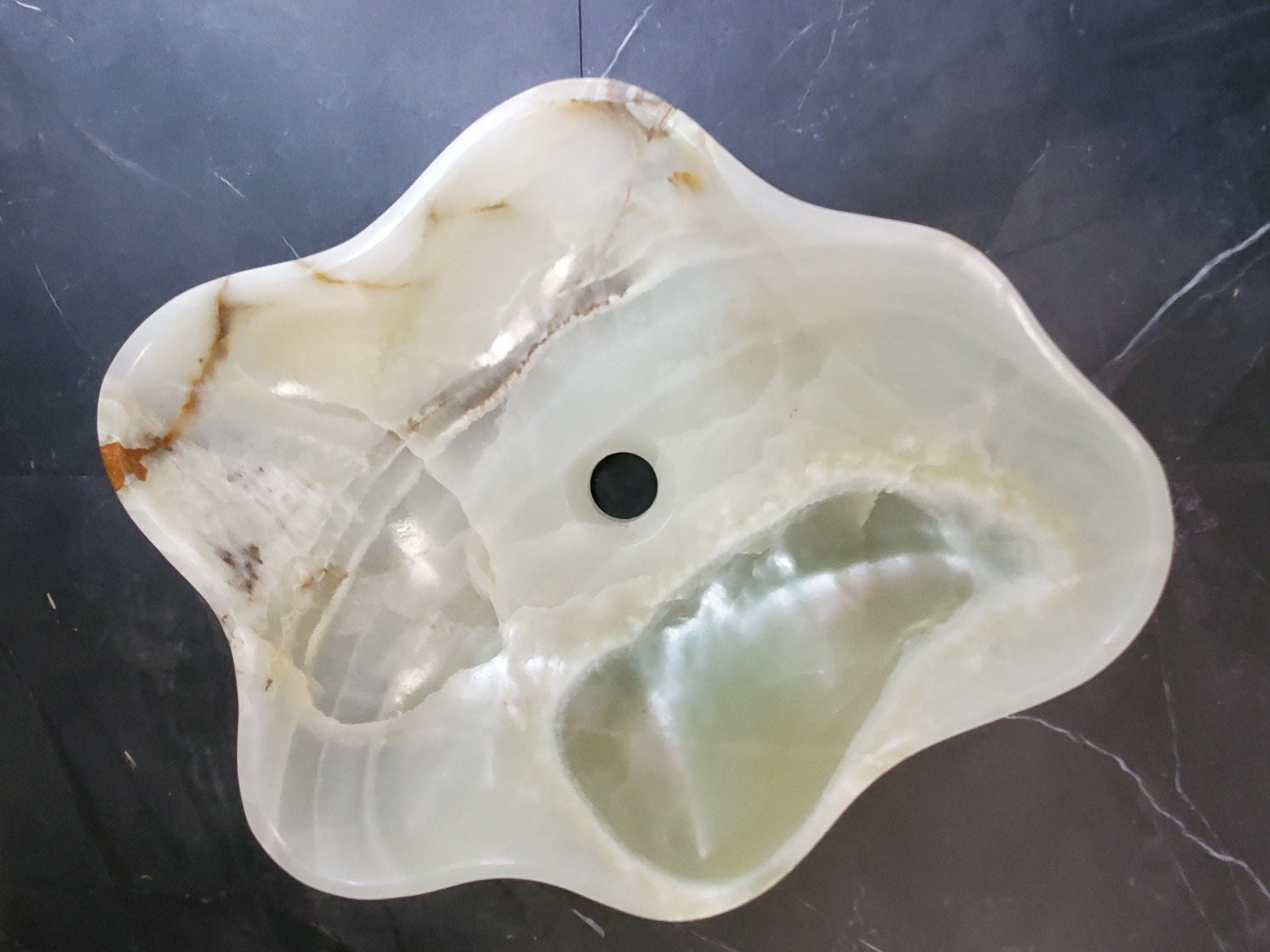 Green Onyx Marble Vessel Sink, 22x17 Inch Natural Stone Countertop Basin, Polished Luxury Vanity Sink, Spa Bathroom Decor S40_08 Bathroom Sinks Featured Onyx Sinks Sinks