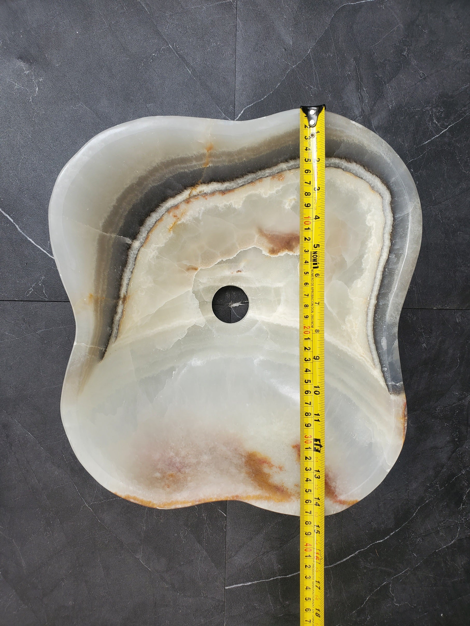 S34_21 Light Onyx Stone Vessel Sink- 14.5 x 13 inch