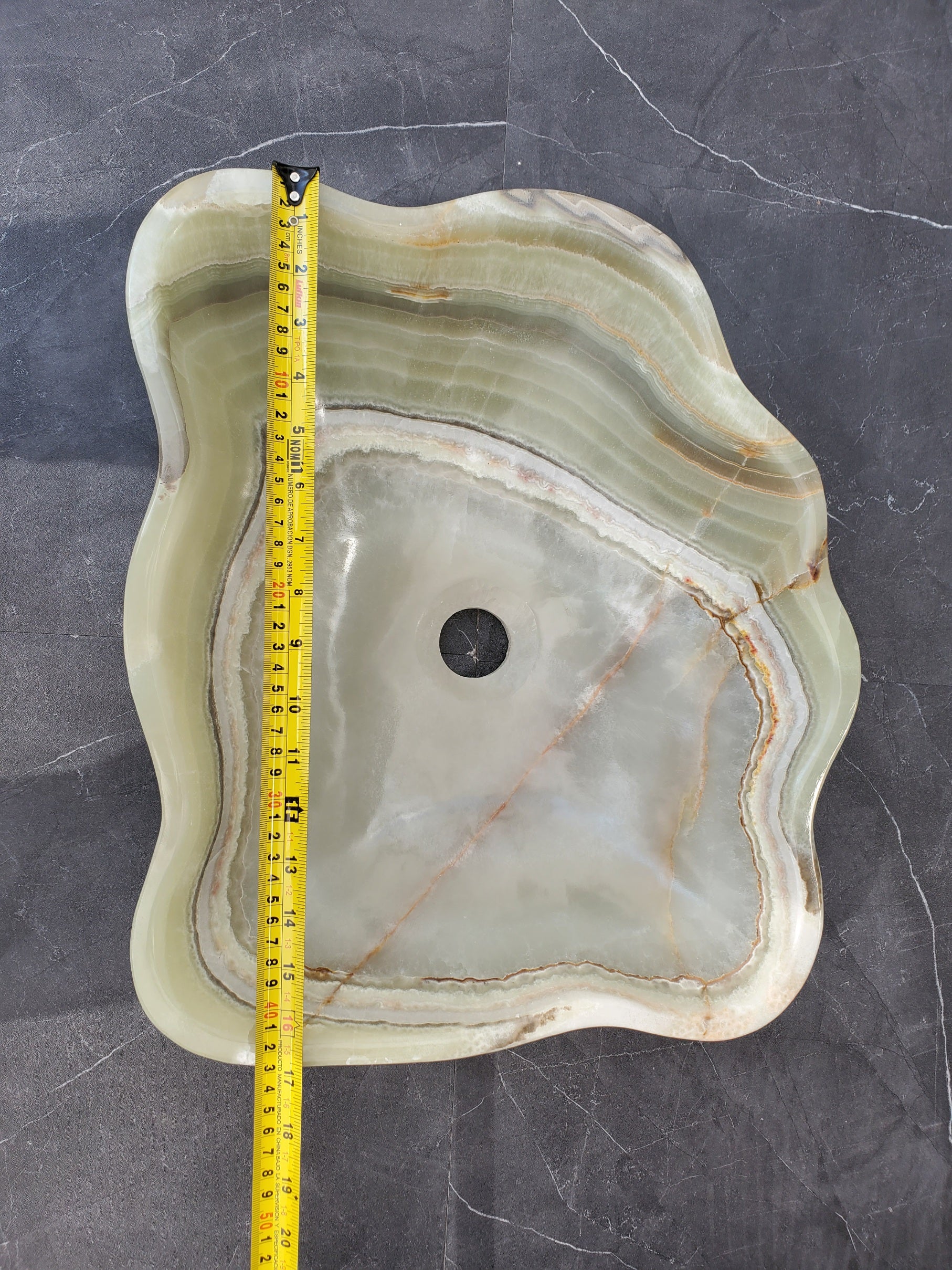 S34_14 Green Onyx Bathroom Vessel Sink -16.7 x 14.5 inch