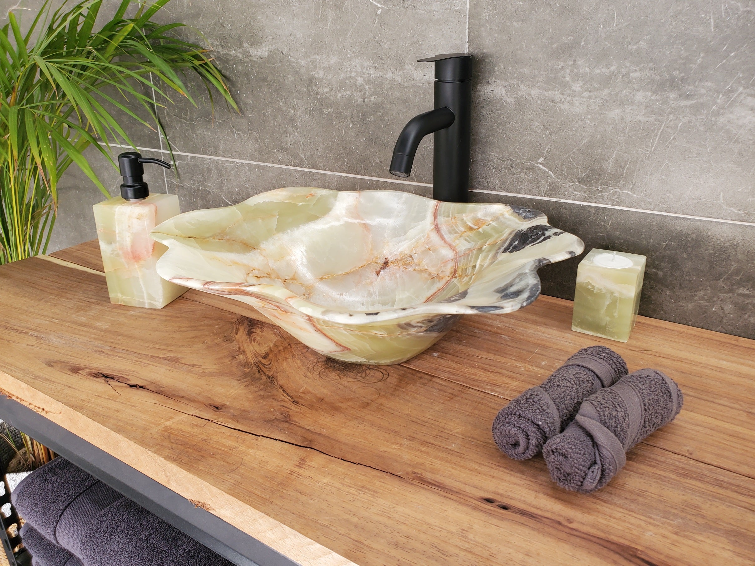 S33_56 Green Onyx Bathroom Vessel Sink
