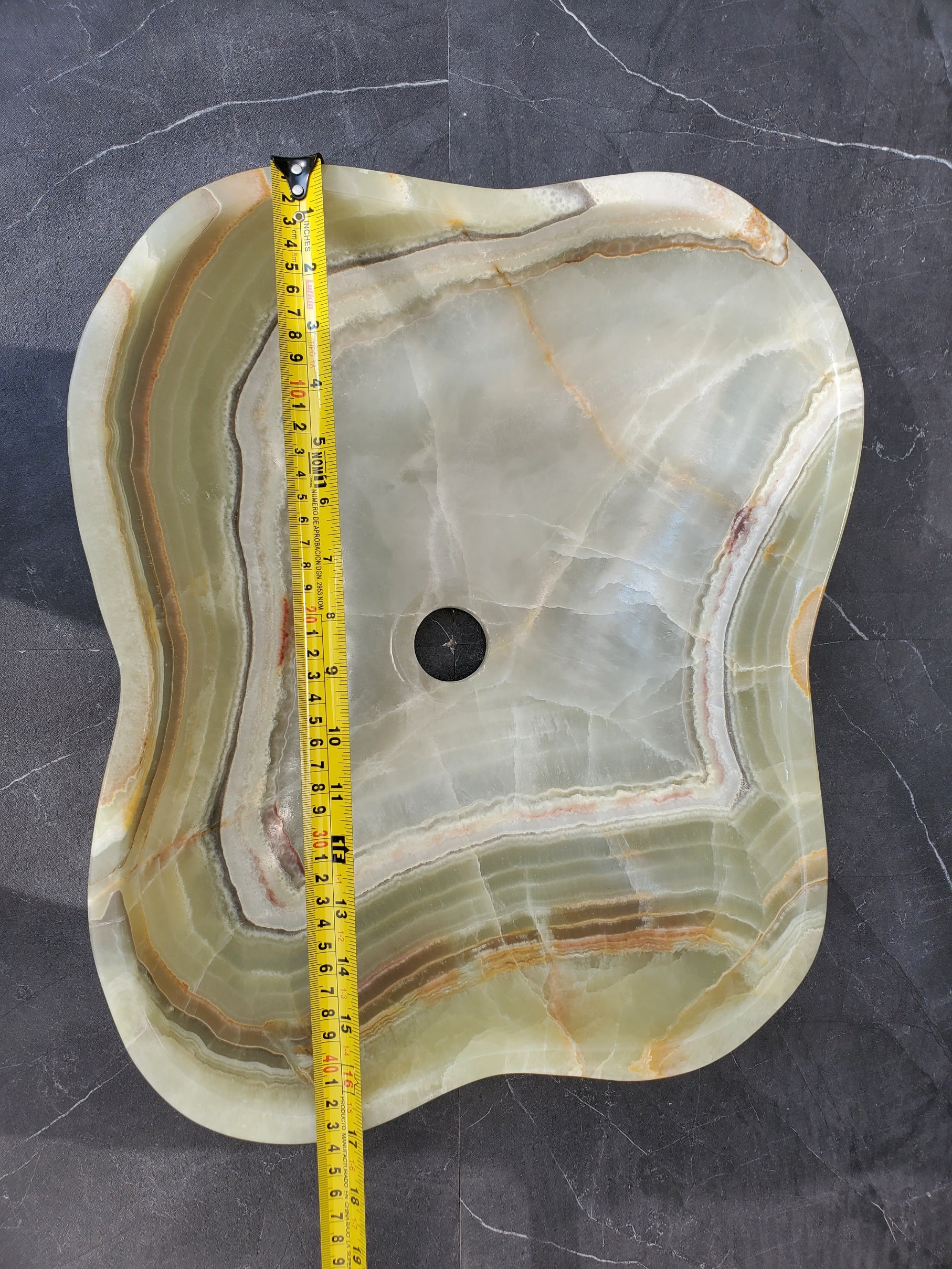 S34_17 Green Onyx Bathroom Vessel Sink - 17 x 14 inch