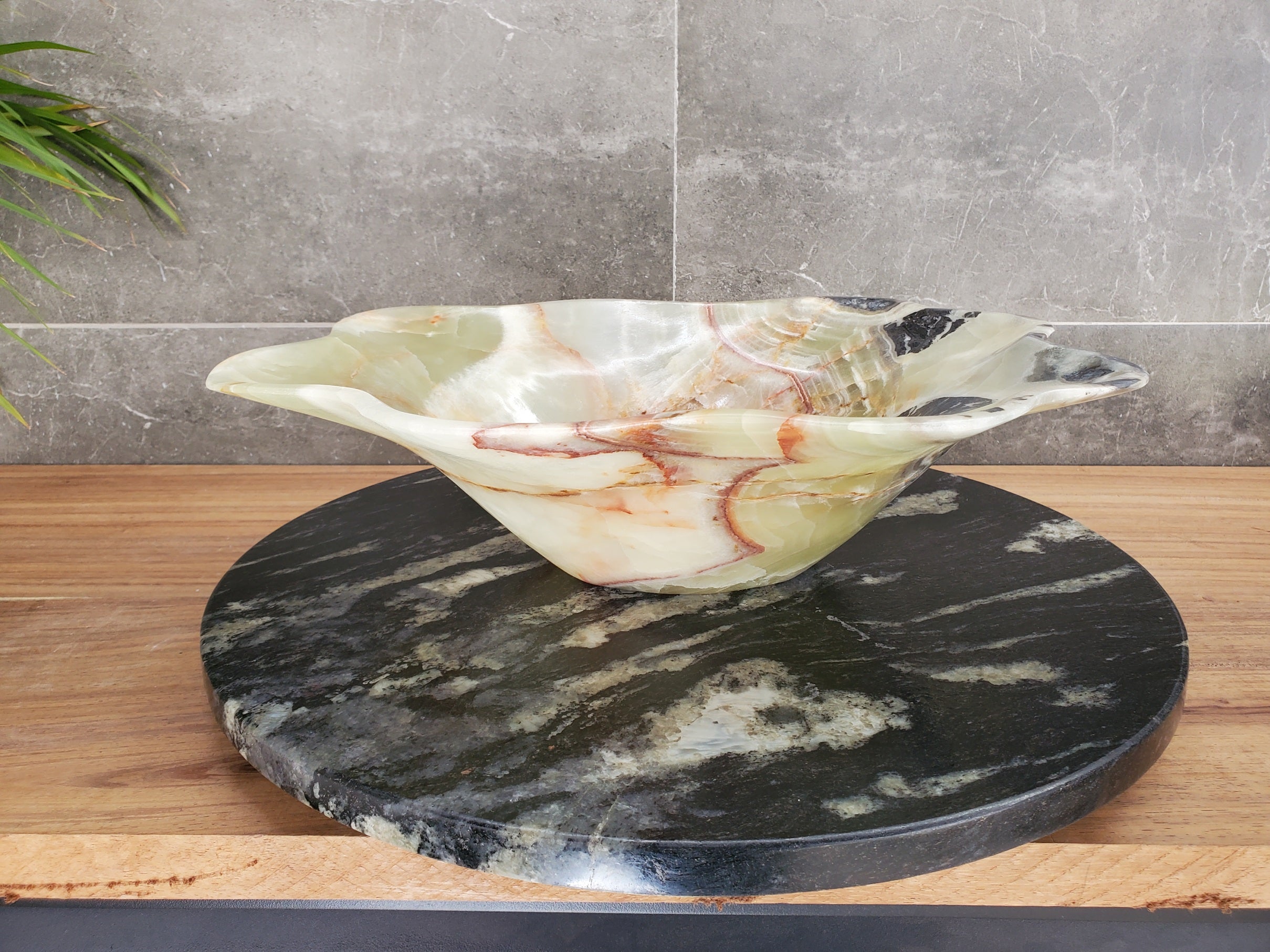 S33_56 Green Onyx Bathroom Vessel Sink - 17 x 13.5 inch