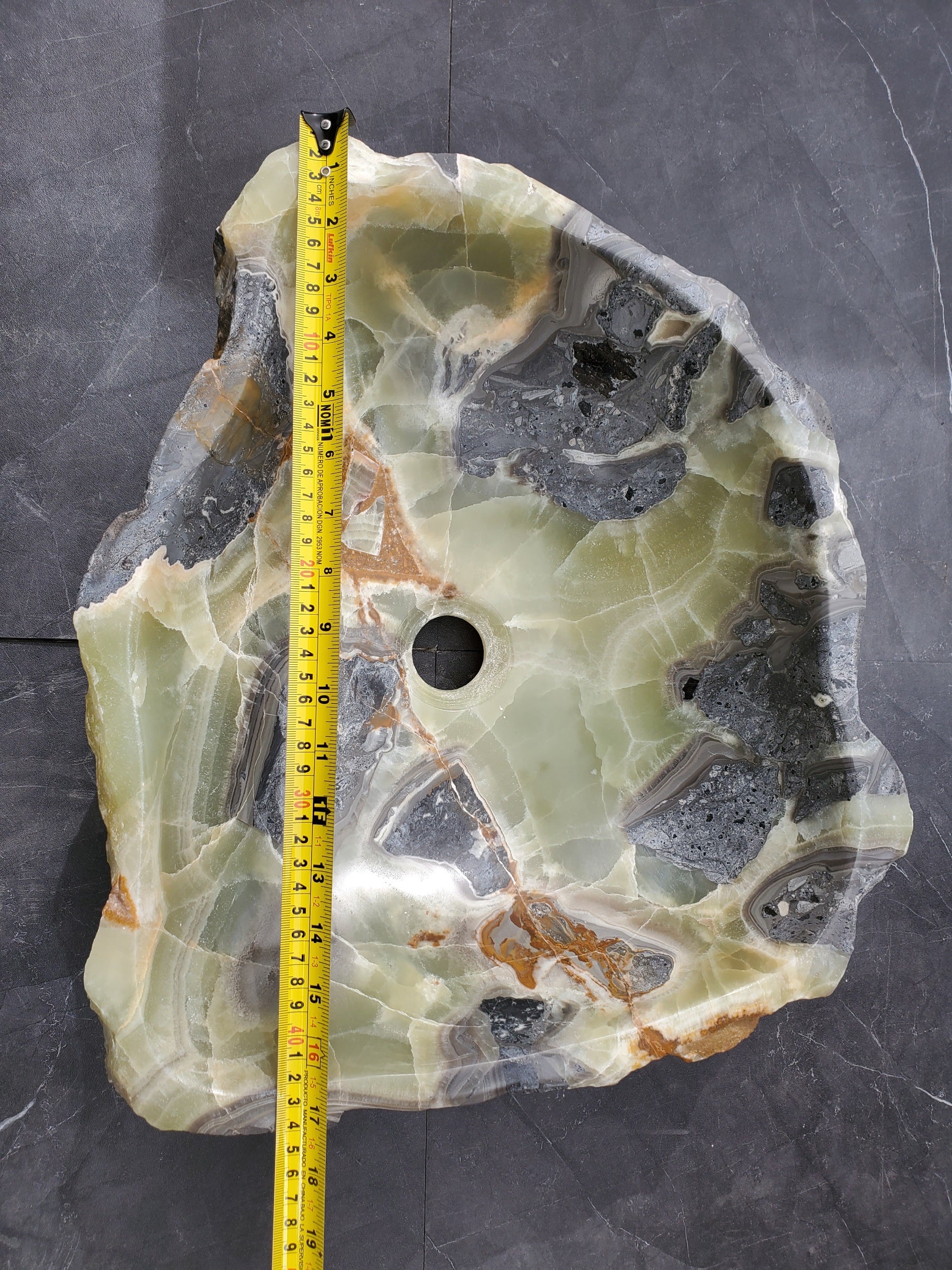 S31_30 Onyx Stone Vessel Bathroom Sink - 17 x 15 inch