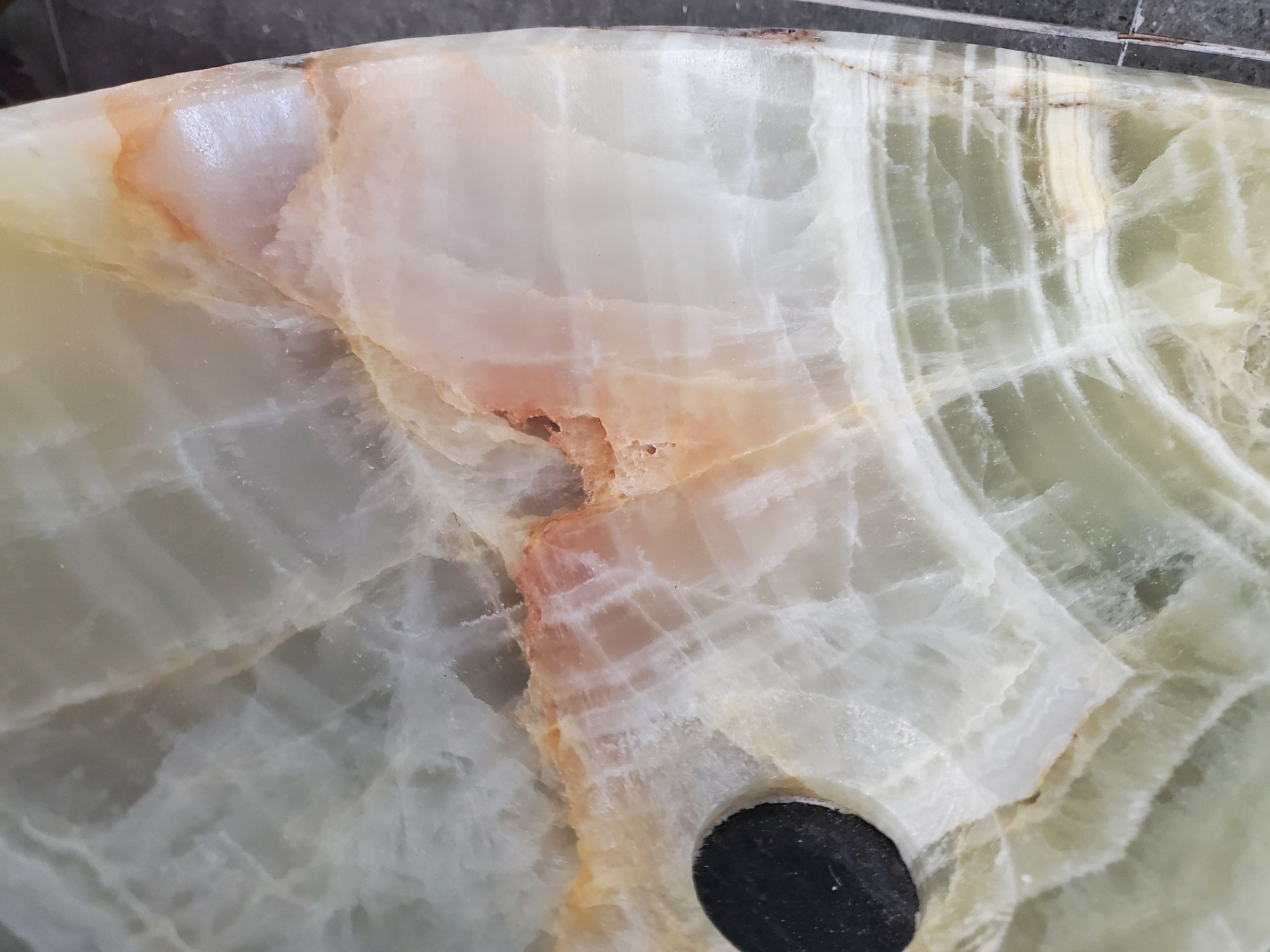 Green Onyx Marble Vessel Sink, Natural Stone Vanity Basin, Polished Bathroom Countertop Sink, Spa Decor 15x15 Inch S40_02 Bathroom Sinks Featured Onyx Sinks