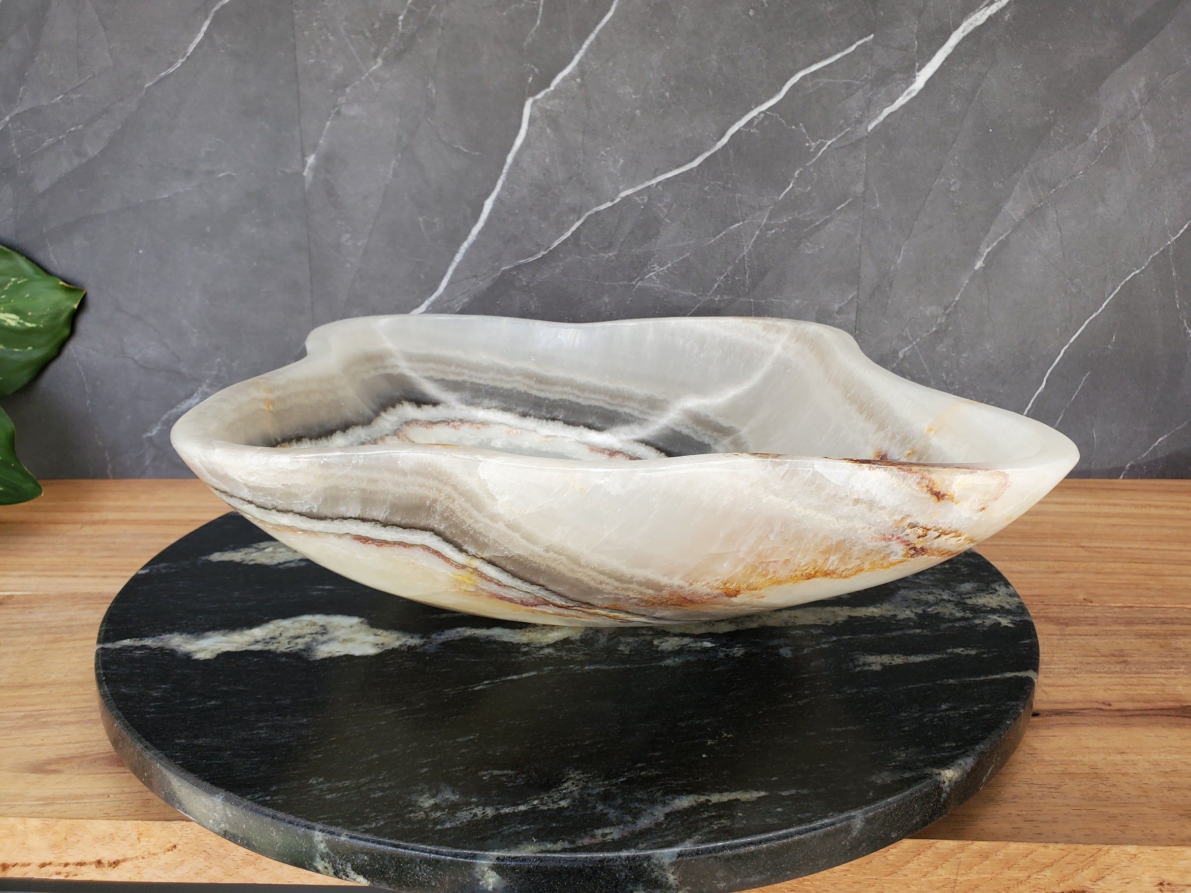 S34_16 Onyx Stone Vessel Bathroom Sink - 15.3 x 14 inch