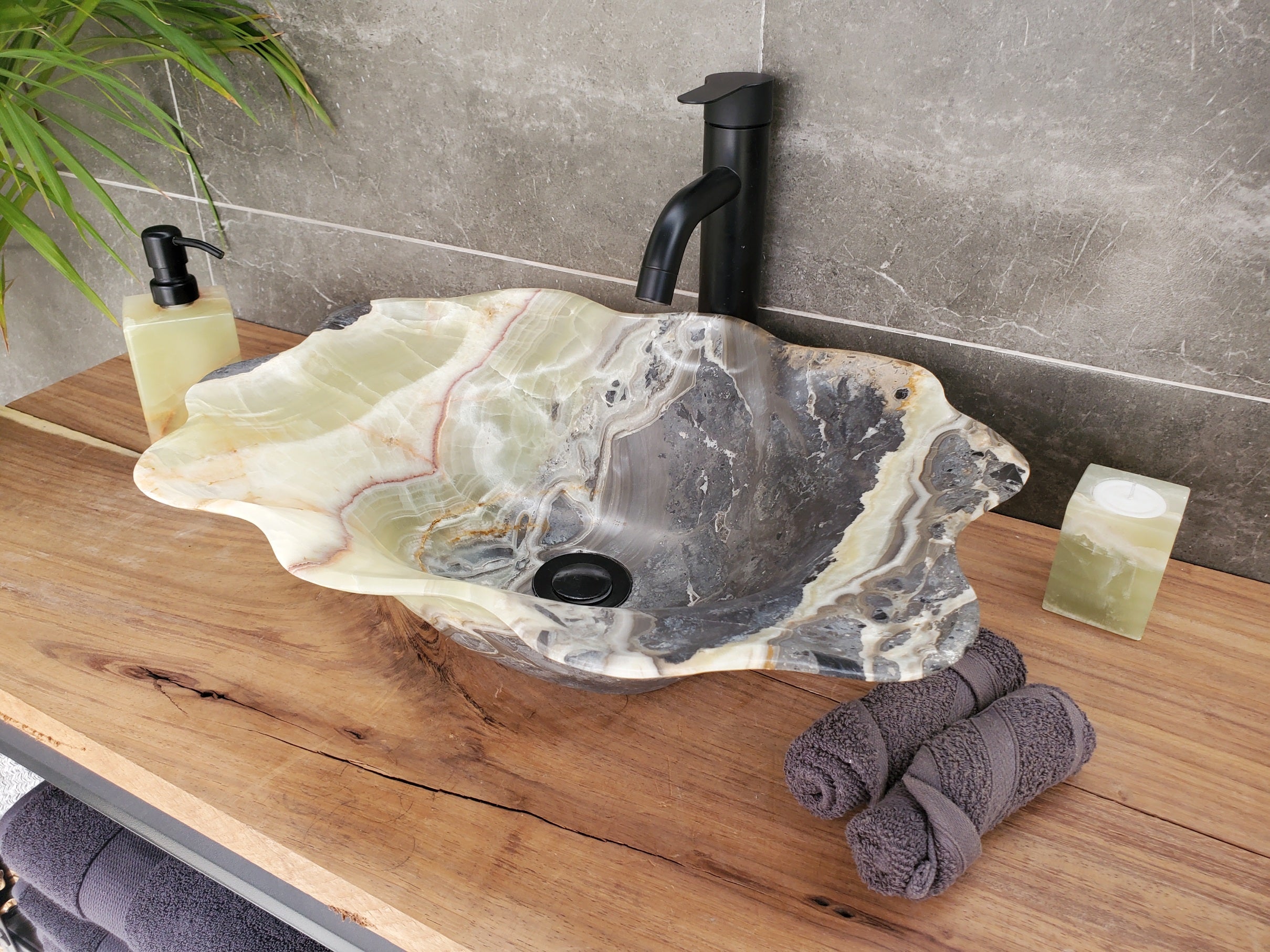 S33_55 Green Onyx Bathroom Vessel Sink