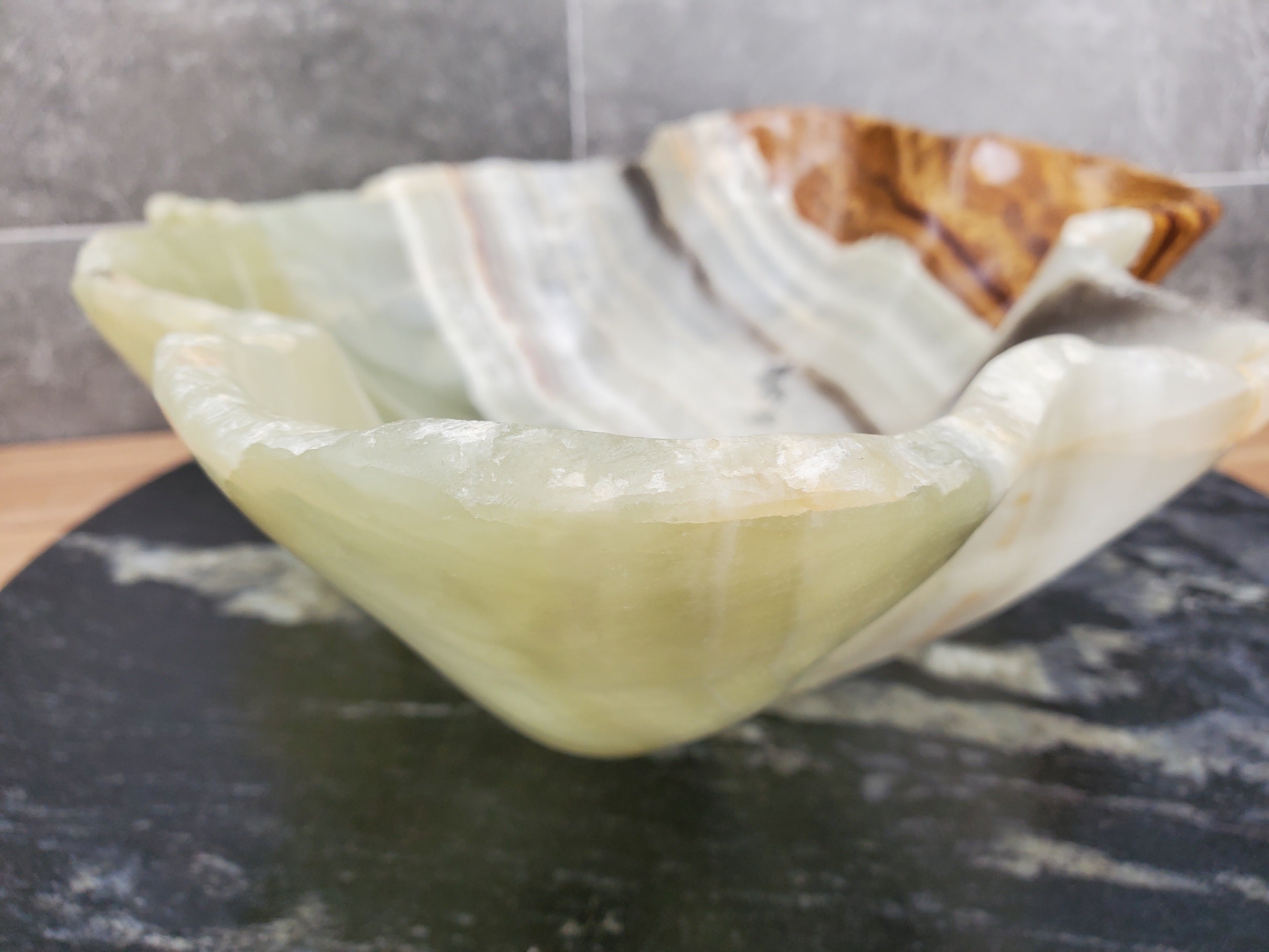 S32_07 Onyx Stone Vessel Bathroom Sink - 18 x 15 inch