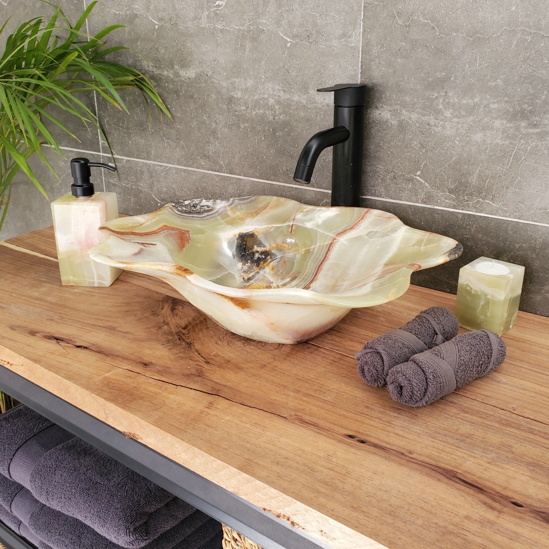 S33_57 Green Onyx Bathroom Vessel Sink