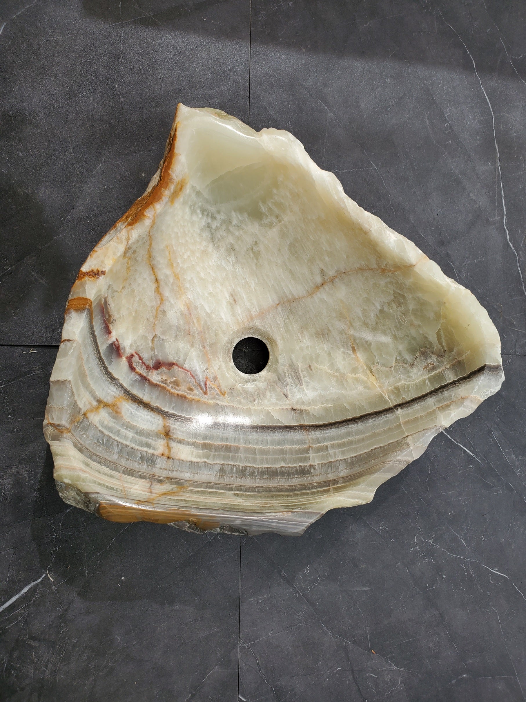 S31_31 Onyx Stone Vessel Bathroom Sink - 17 x 16 inch