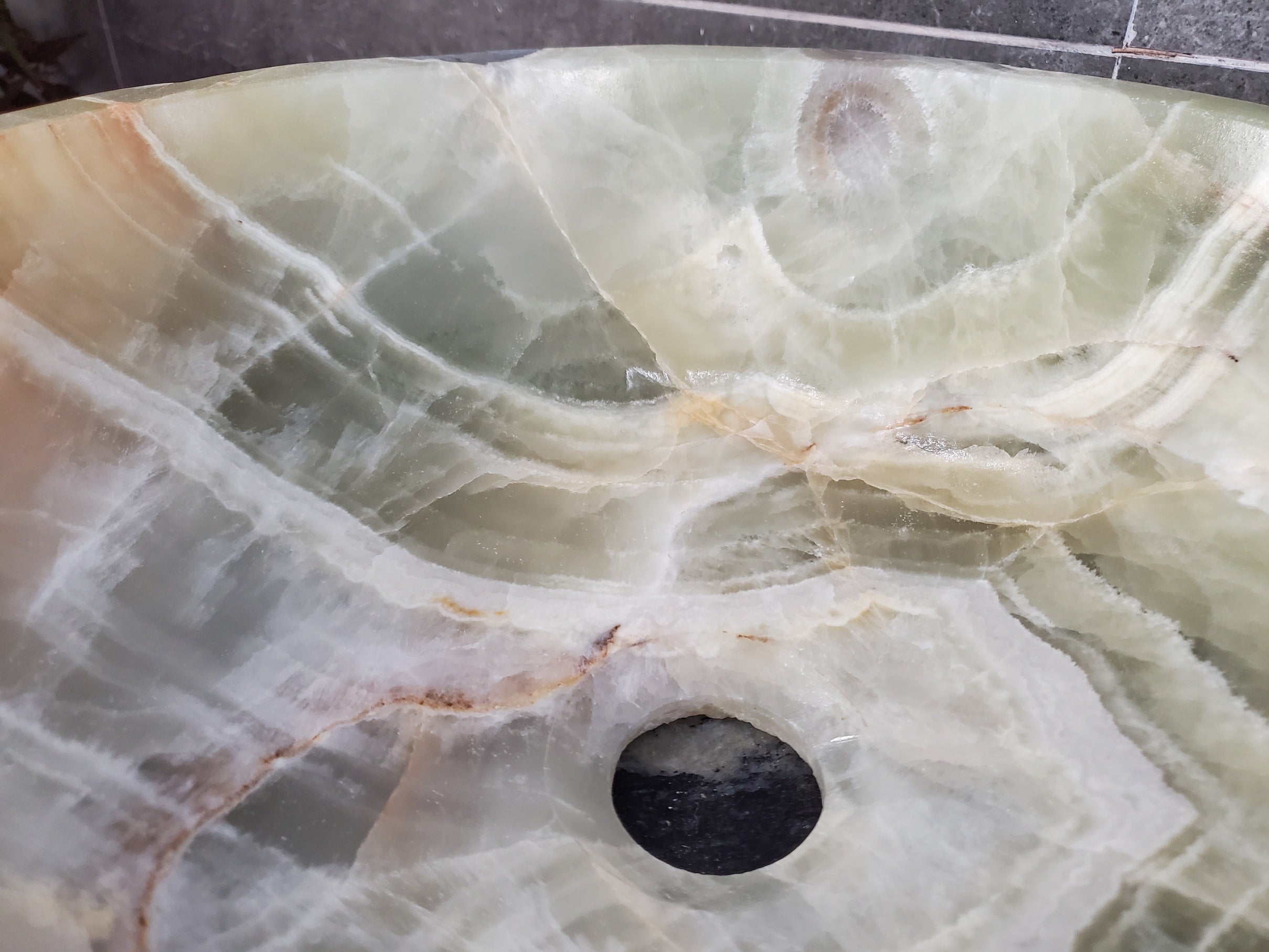 Green Onyx Marble Vessel Sink, 16x16 Inch Natural Stone Countertop Basin, Polished Luxury Vanity Sink, Spa Bathroom Decor S40_03 Bathroom Sinks Featured Onyx Sinks