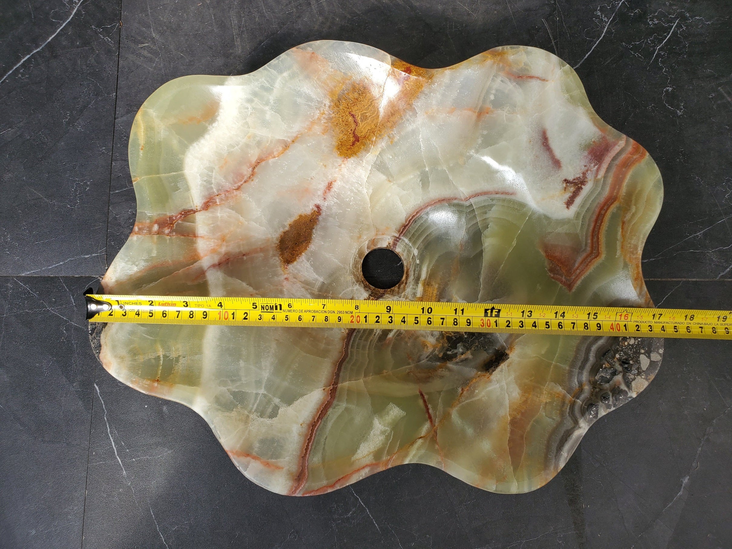 S33_57 Green Onyx Bathroom Vessel Sink - 17 x 14 inch