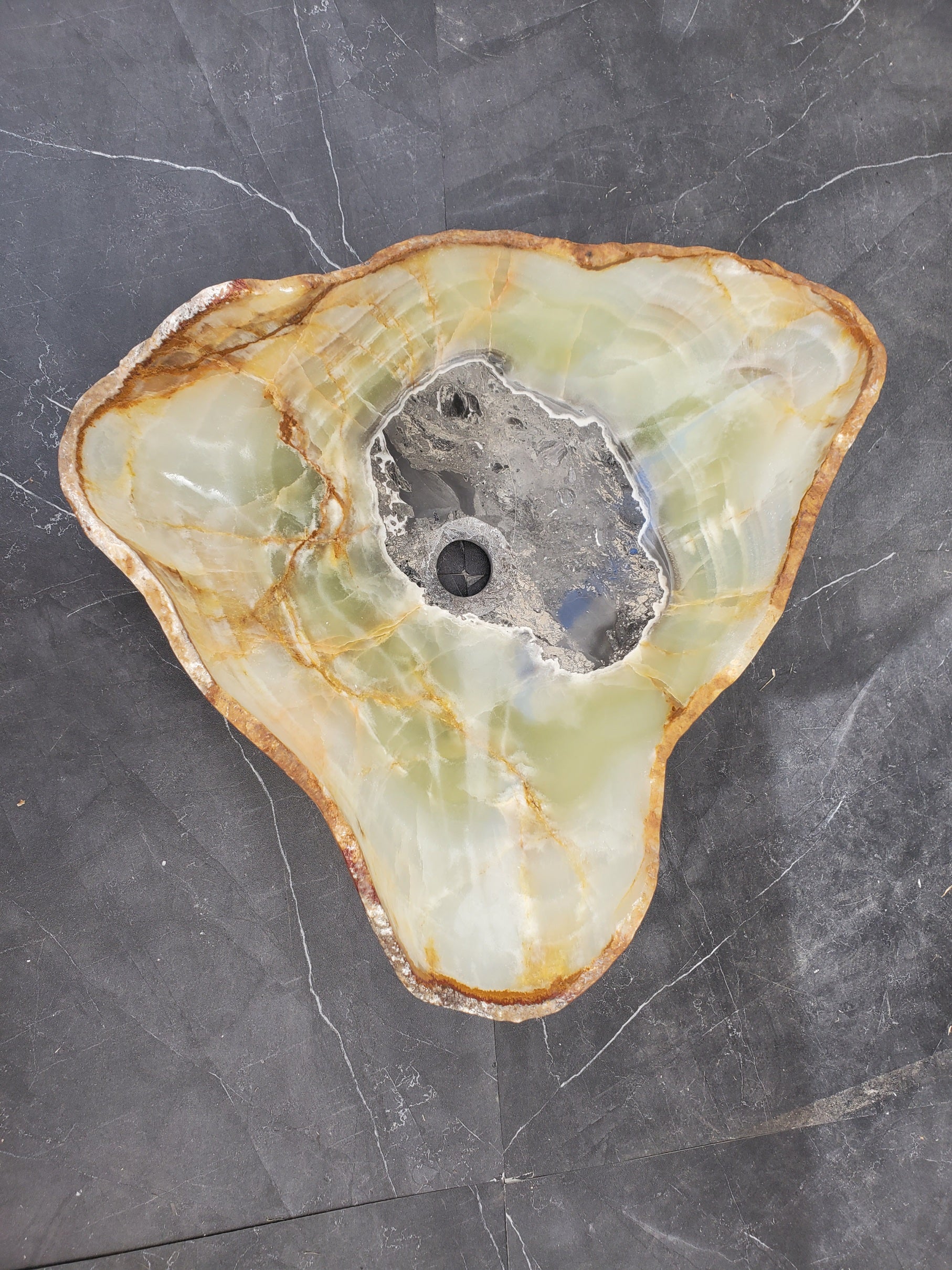 S33_22 Green Onyx Bathroom Vessel Sink - 19 x 19 inch