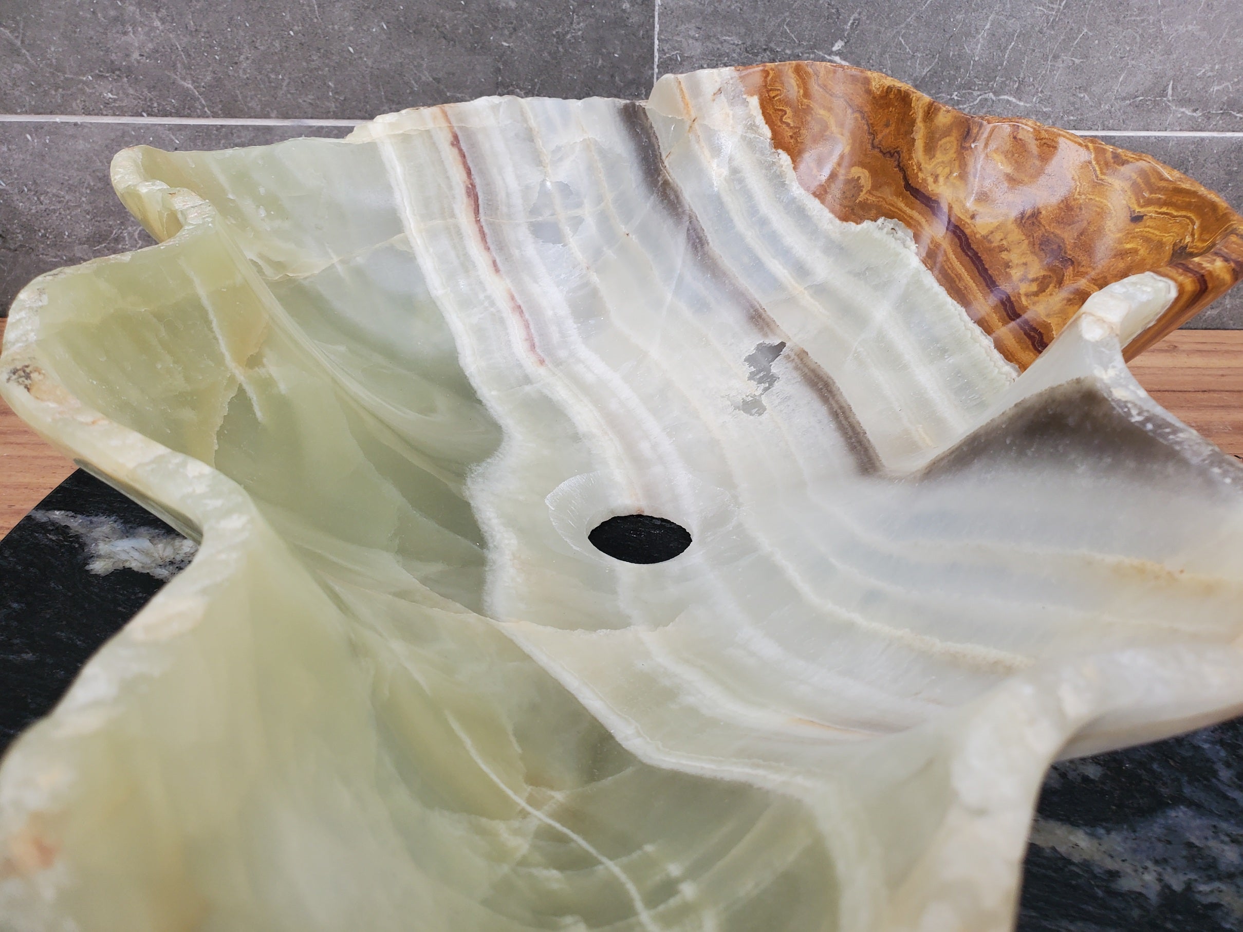 S32_07 Onyx Stone Vessel Bathroom Sink - 18 x 15 inch