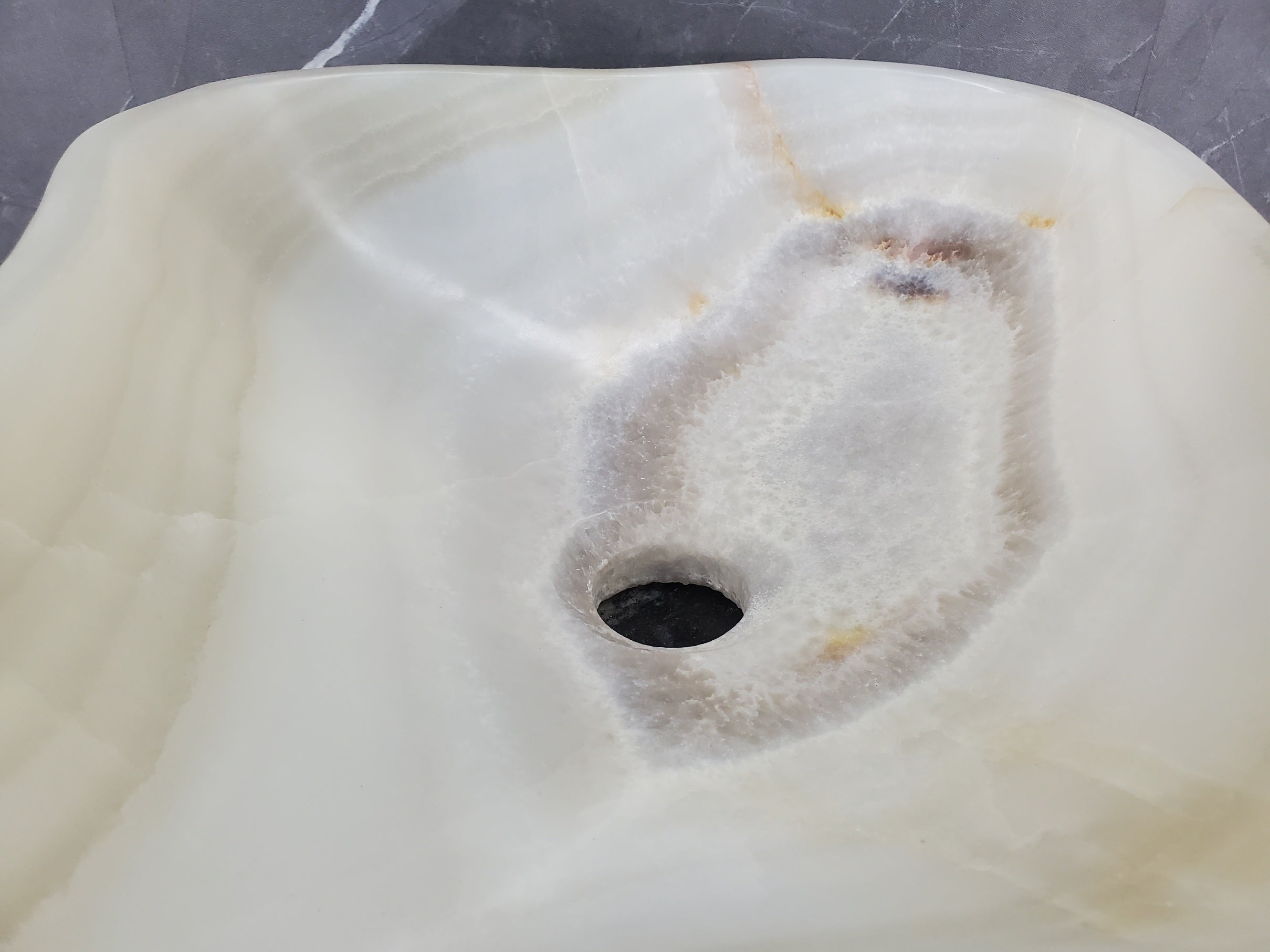 S34_19 Light Green Onyx Bathroom Vessel Sink - 14 x 13 inch