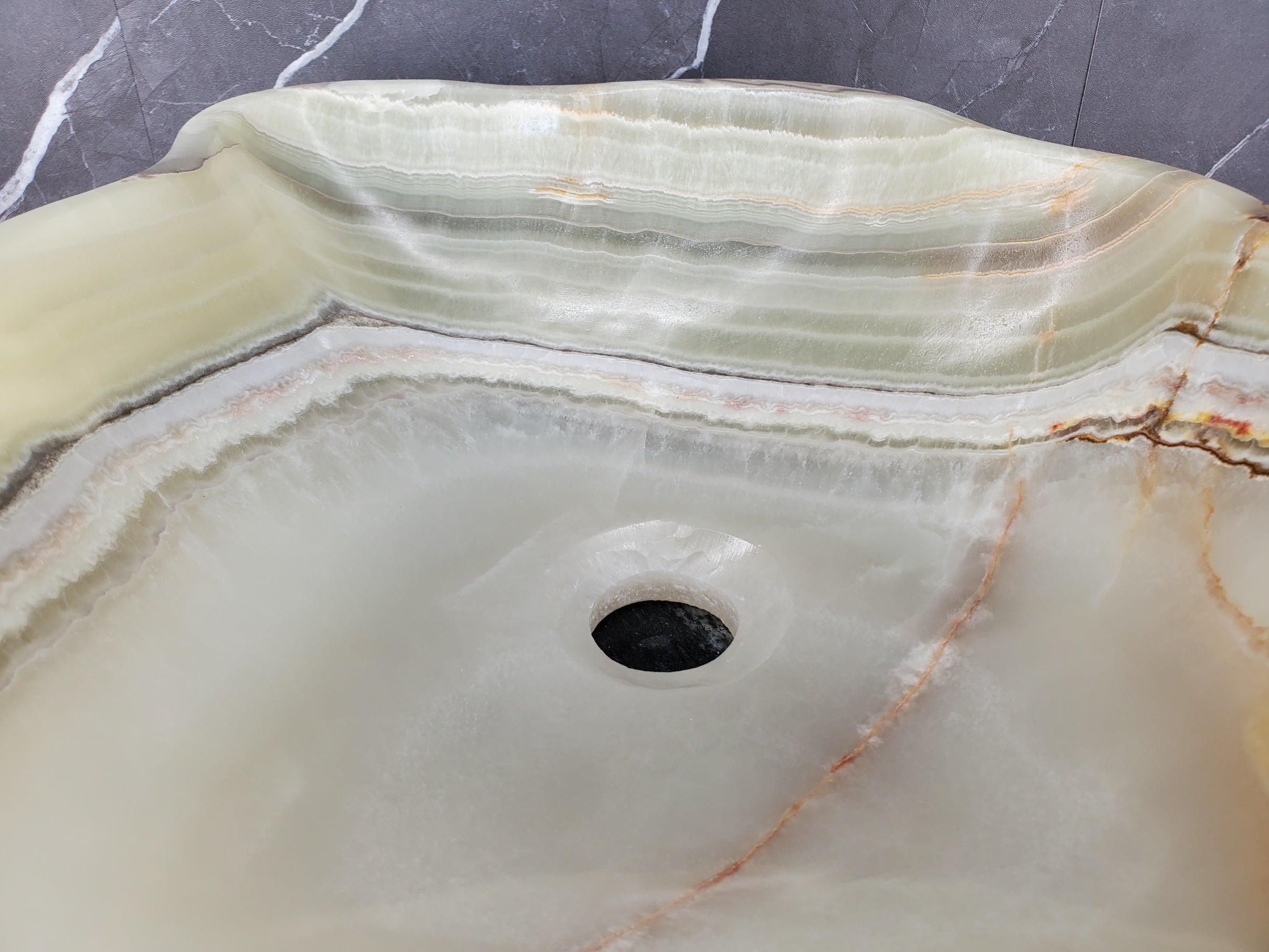 S34_14 Green Onyx Bathroom Vessel Sink -16.7 x 14.5 inch