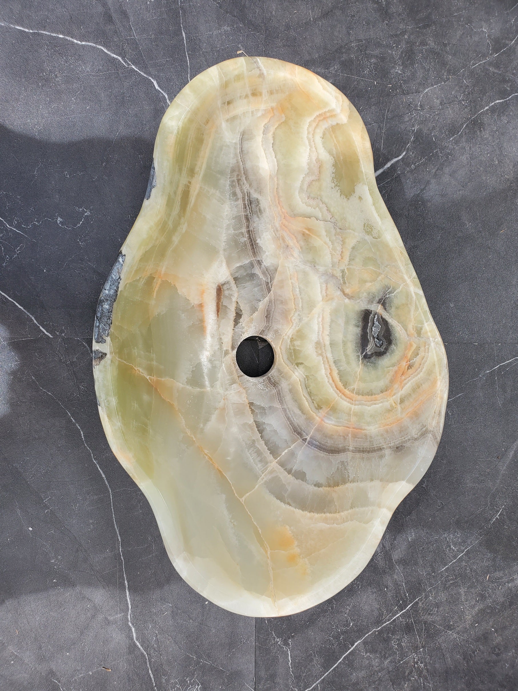 S33_25 Light Green Onyx Bathroom Vessel Sink - 18 x 12 inch