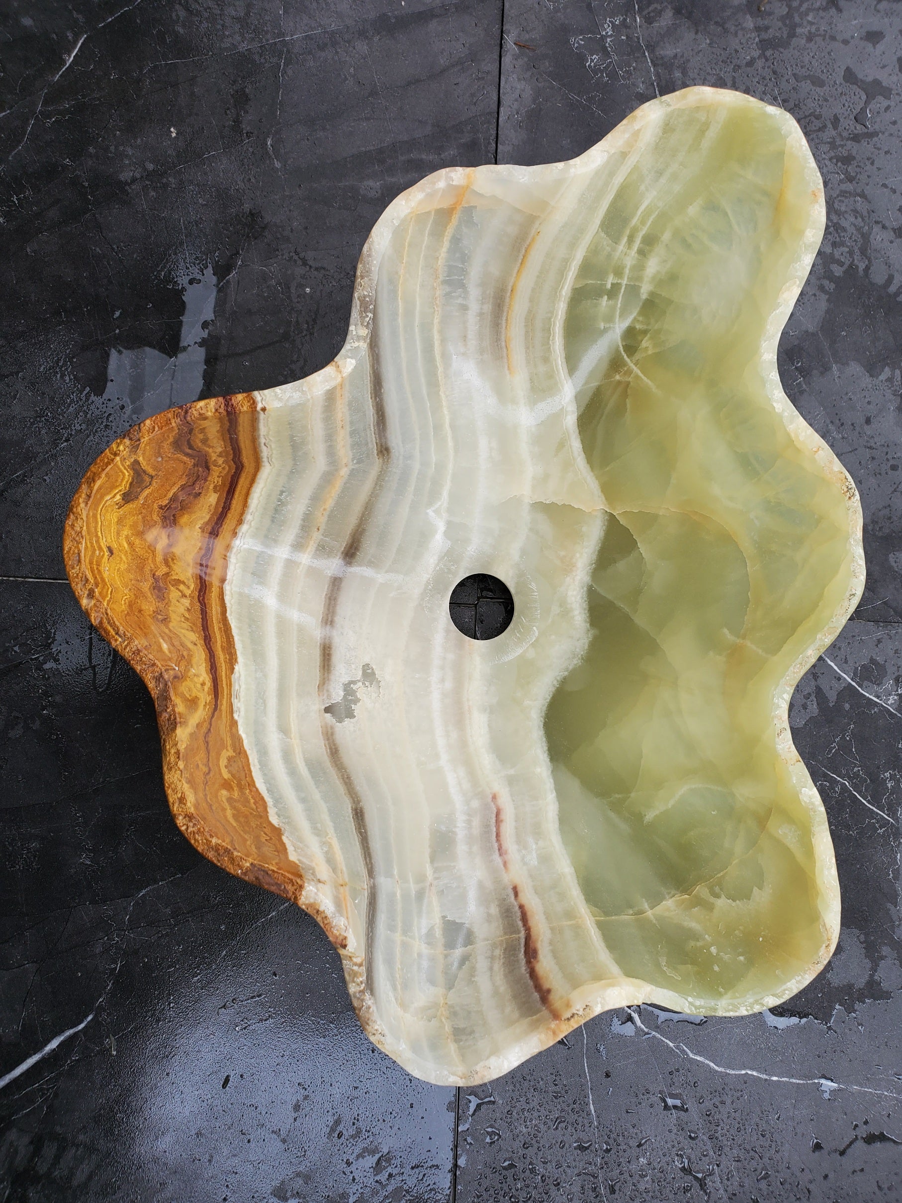 S32_07 Onyx Stone Vessel Bathroom Sink - 18 x 15 inch
