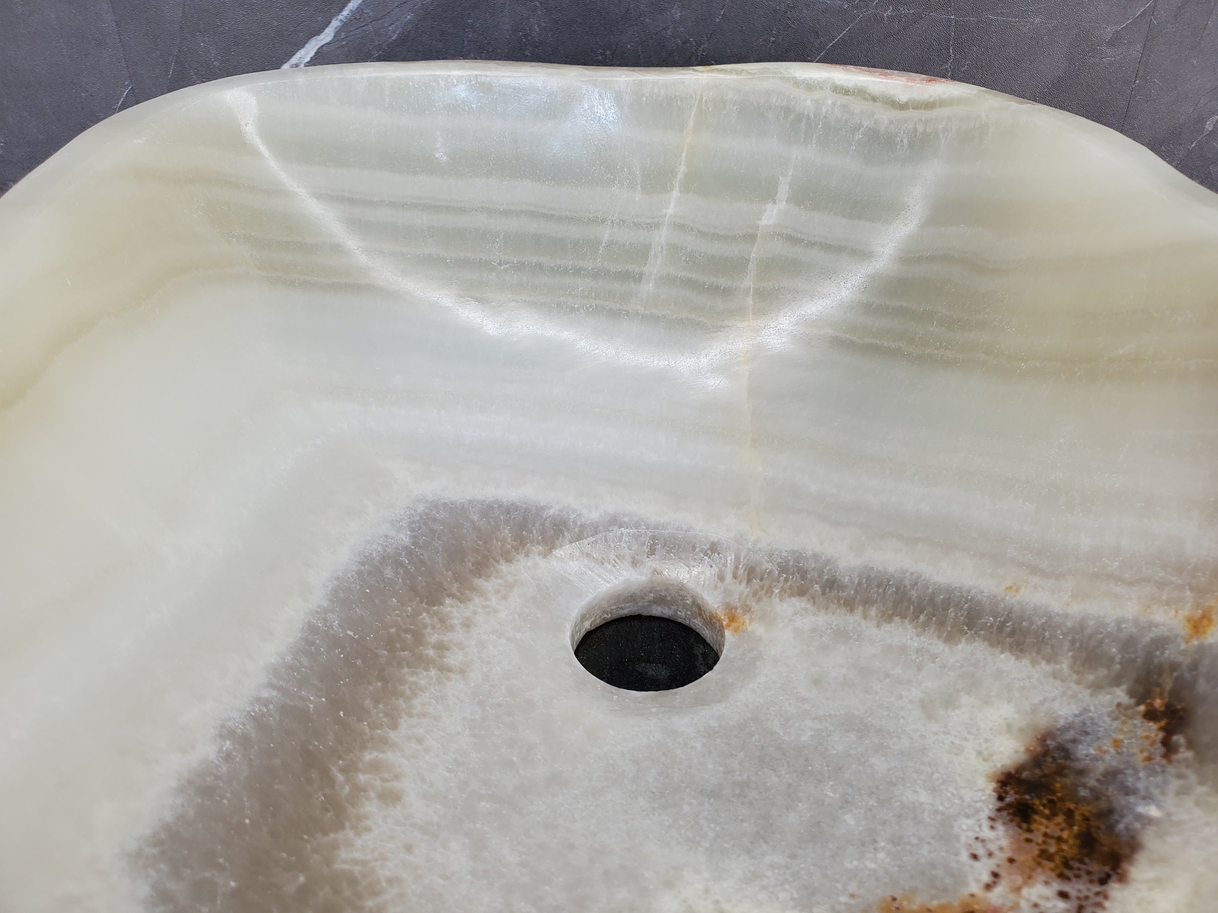 S34_18 Light Green Onyx Bathroom Vessel Sink - 15.2 x 13 inch