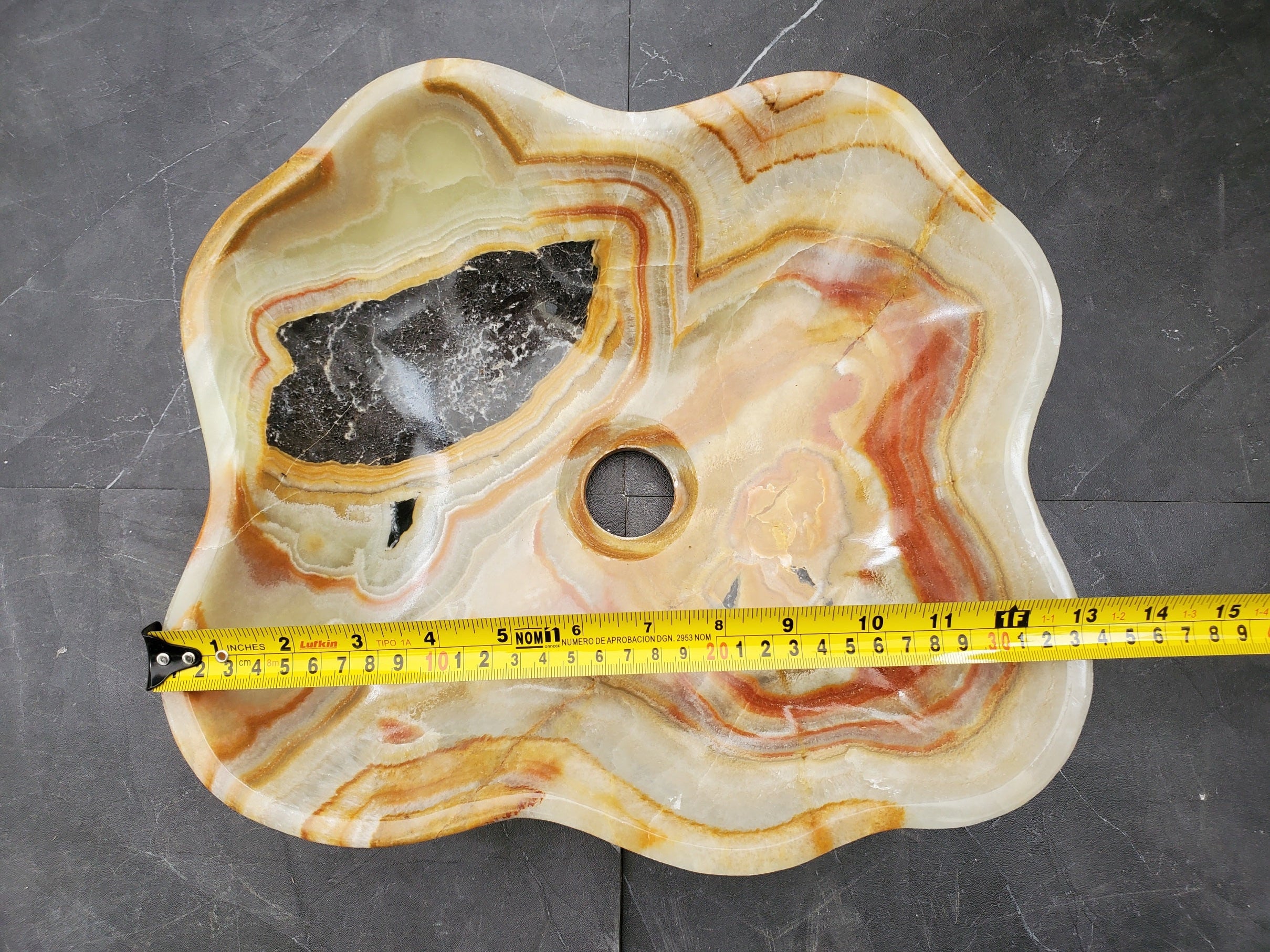 S31_29 Onyx Stone Vessel Bathroom Sink - 13 x 11.5 inch