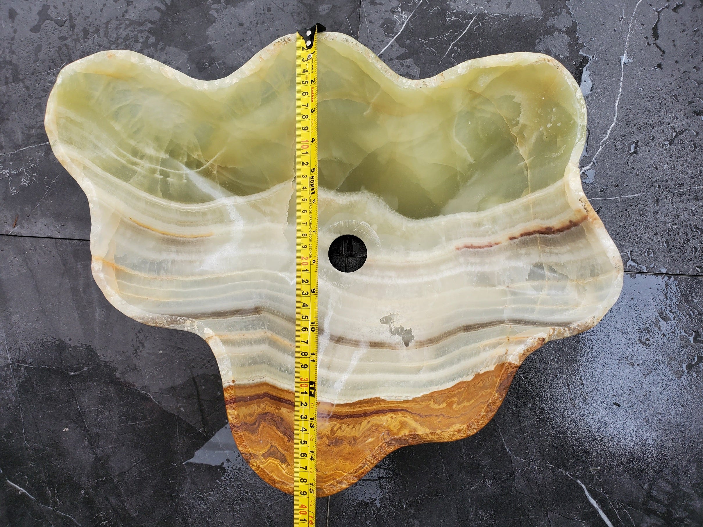 S32_07 Onyx Stone Vessel Bathroom Sink - 18 x 15 inch