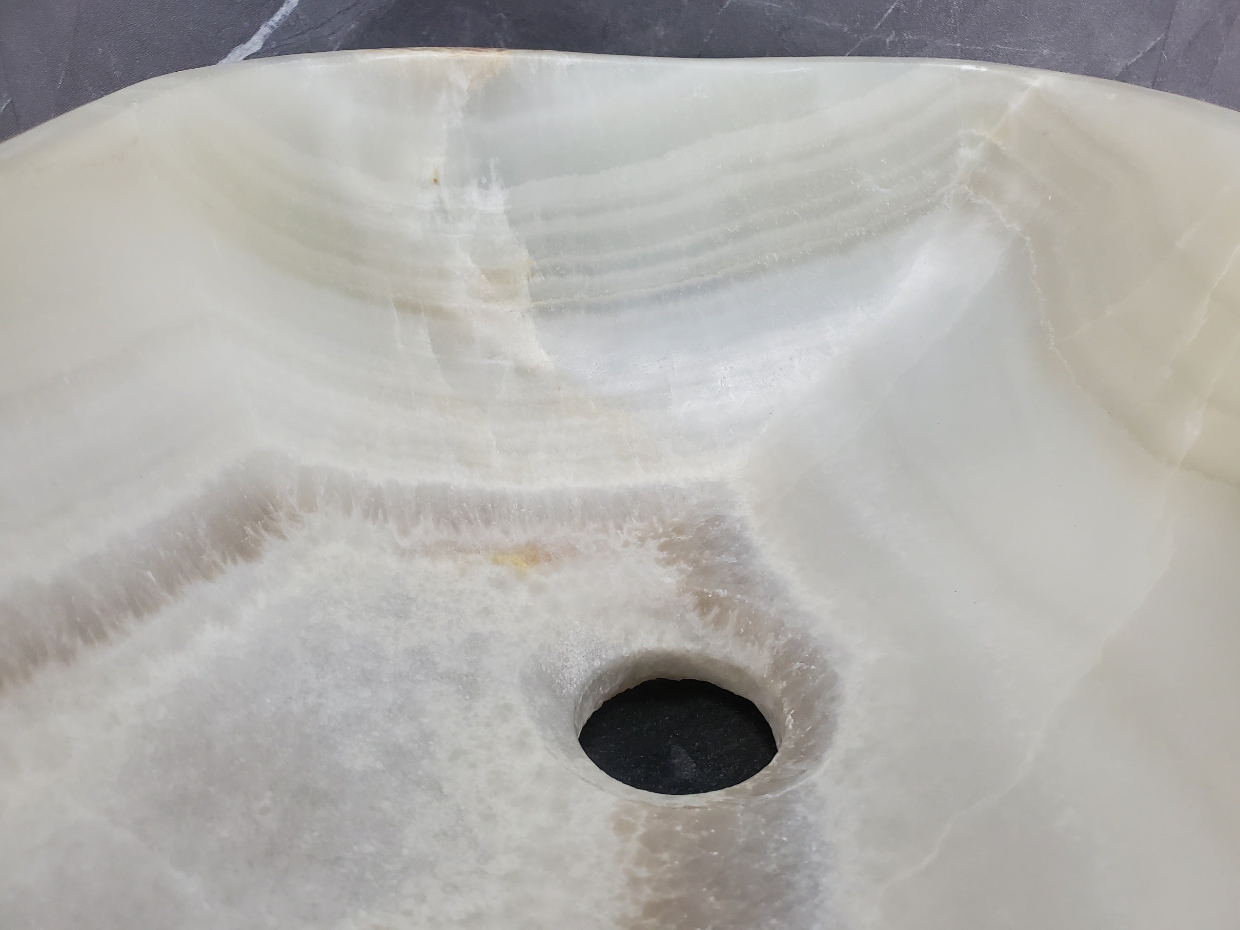 S34_19 Light Green Onyx Bathroom Vessel Sink - 14 x 13 inch