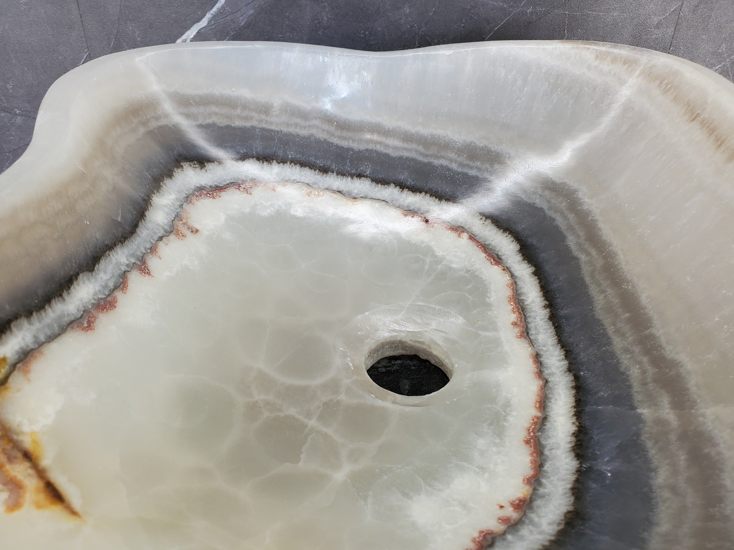 S34_16 Onyx Stone Vessel Bathroom Sink - 15.3 x 14 inch