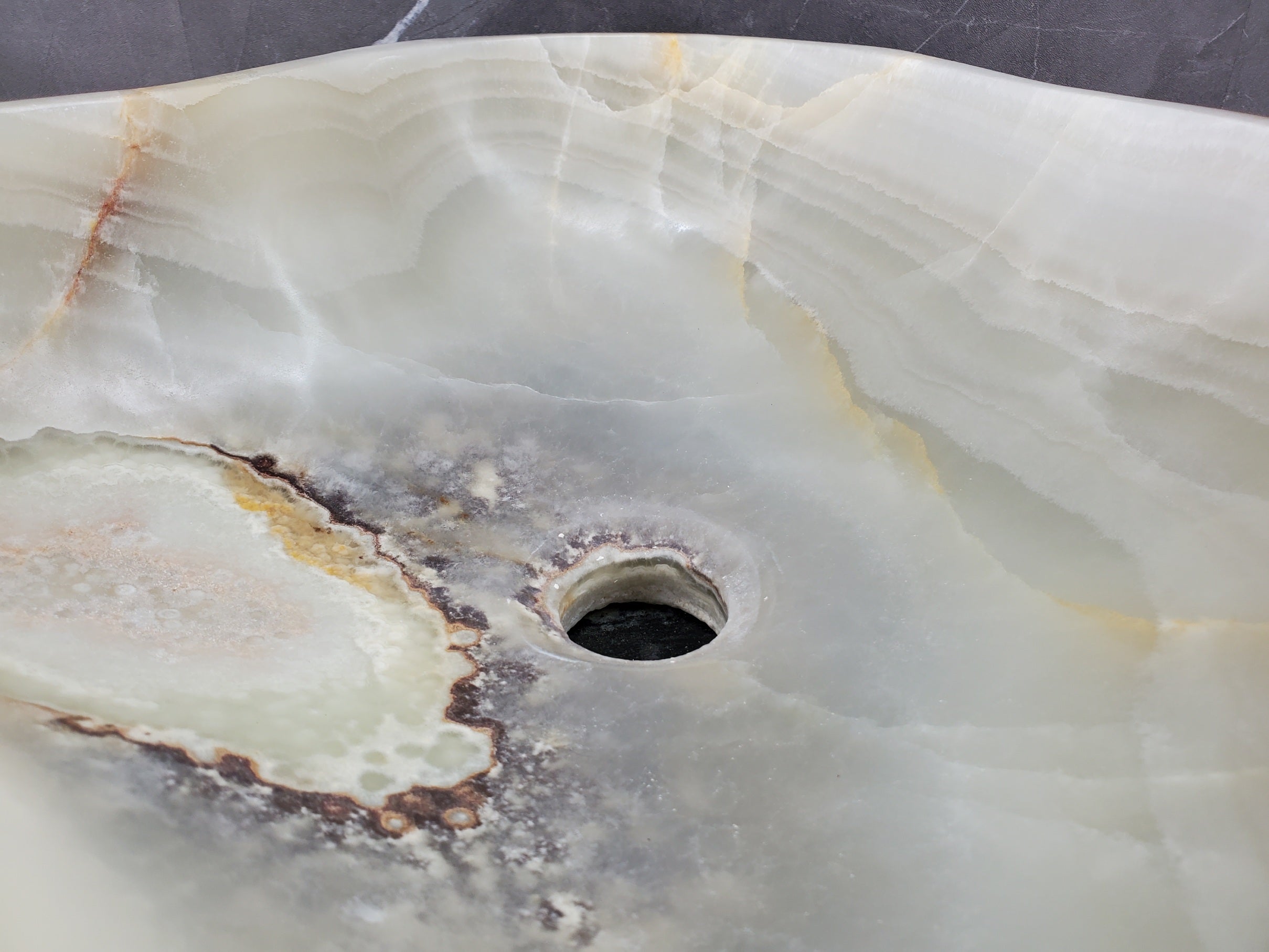 S34_23 Light Onyx Stone Vessel Sink - 19 x 17 inch