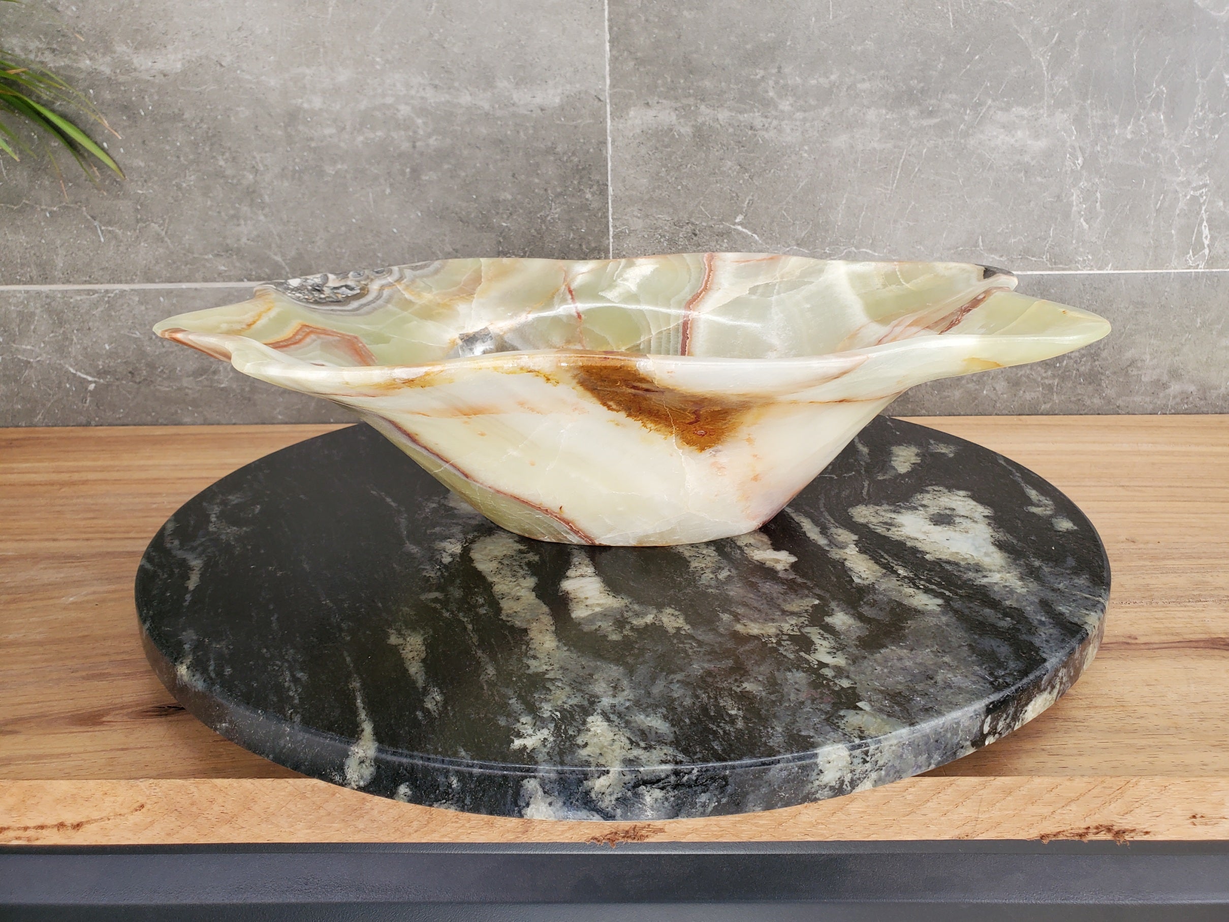 S33_57 Green Onyx Bathroom Vessel Sink - 17 x 14 inch