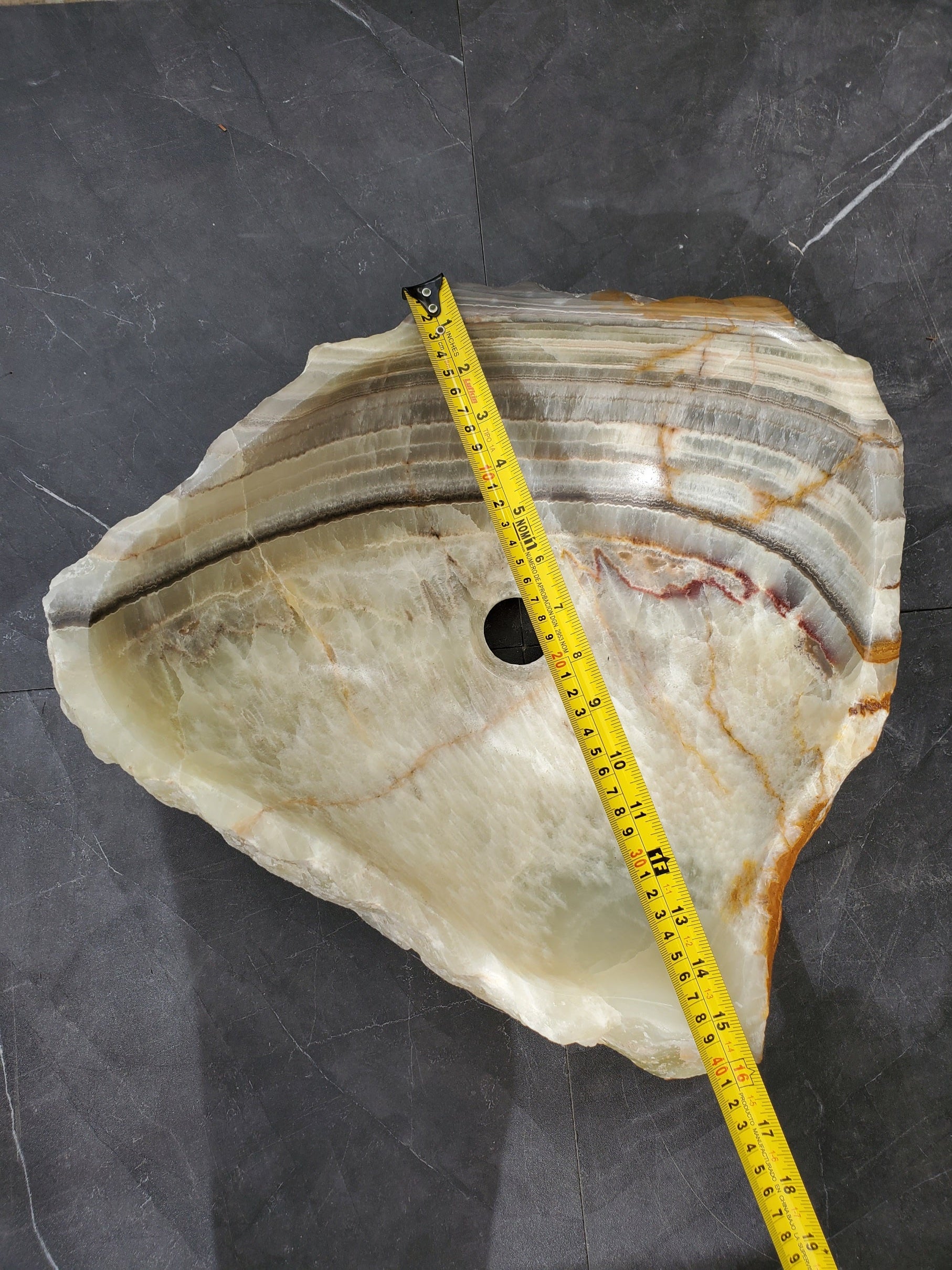S31_31 Onyx Stone Vessel Bathroom Sink - 17 x 16 inch