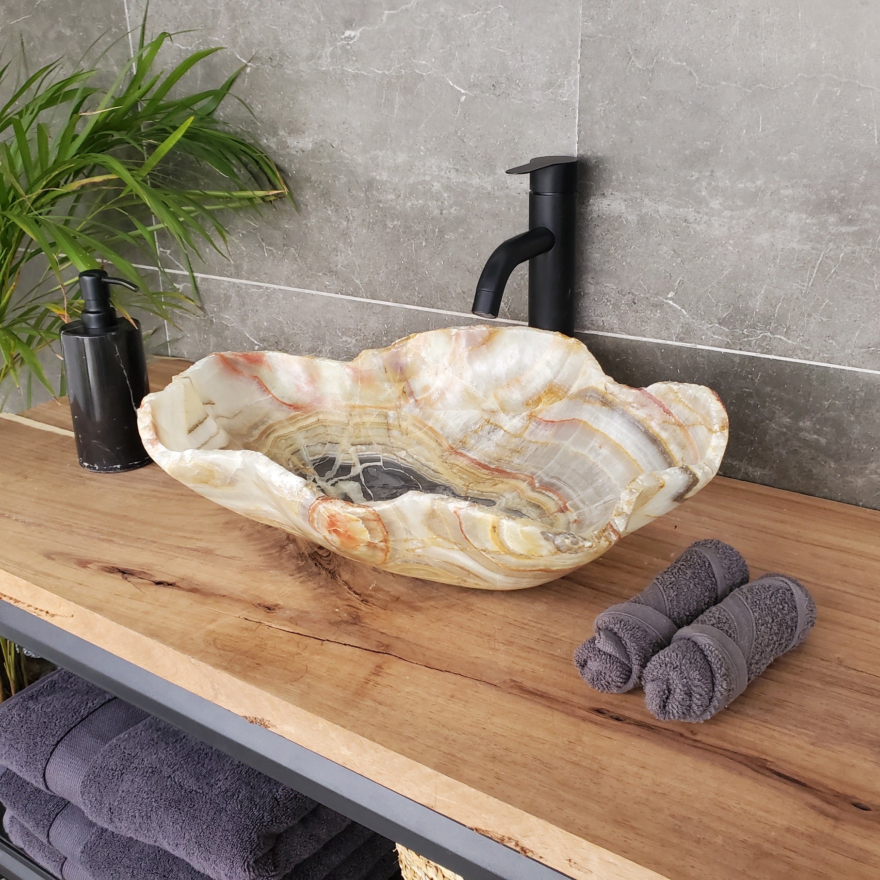 S33_36 Green Onyx Bathroom Vessel Sink - 19 x 14 inch