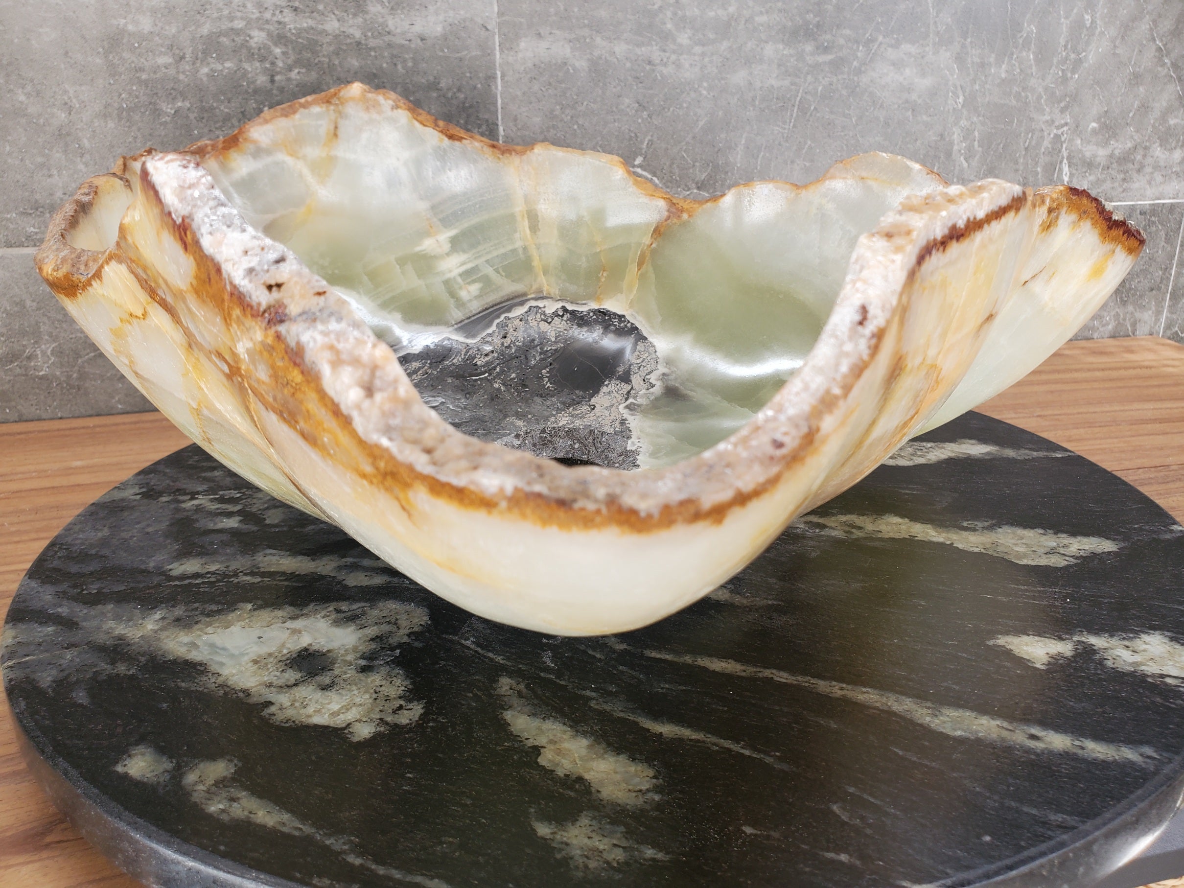 S33_22 Green Onyx Bathroom Vessel Sink - 19 x 19 inch