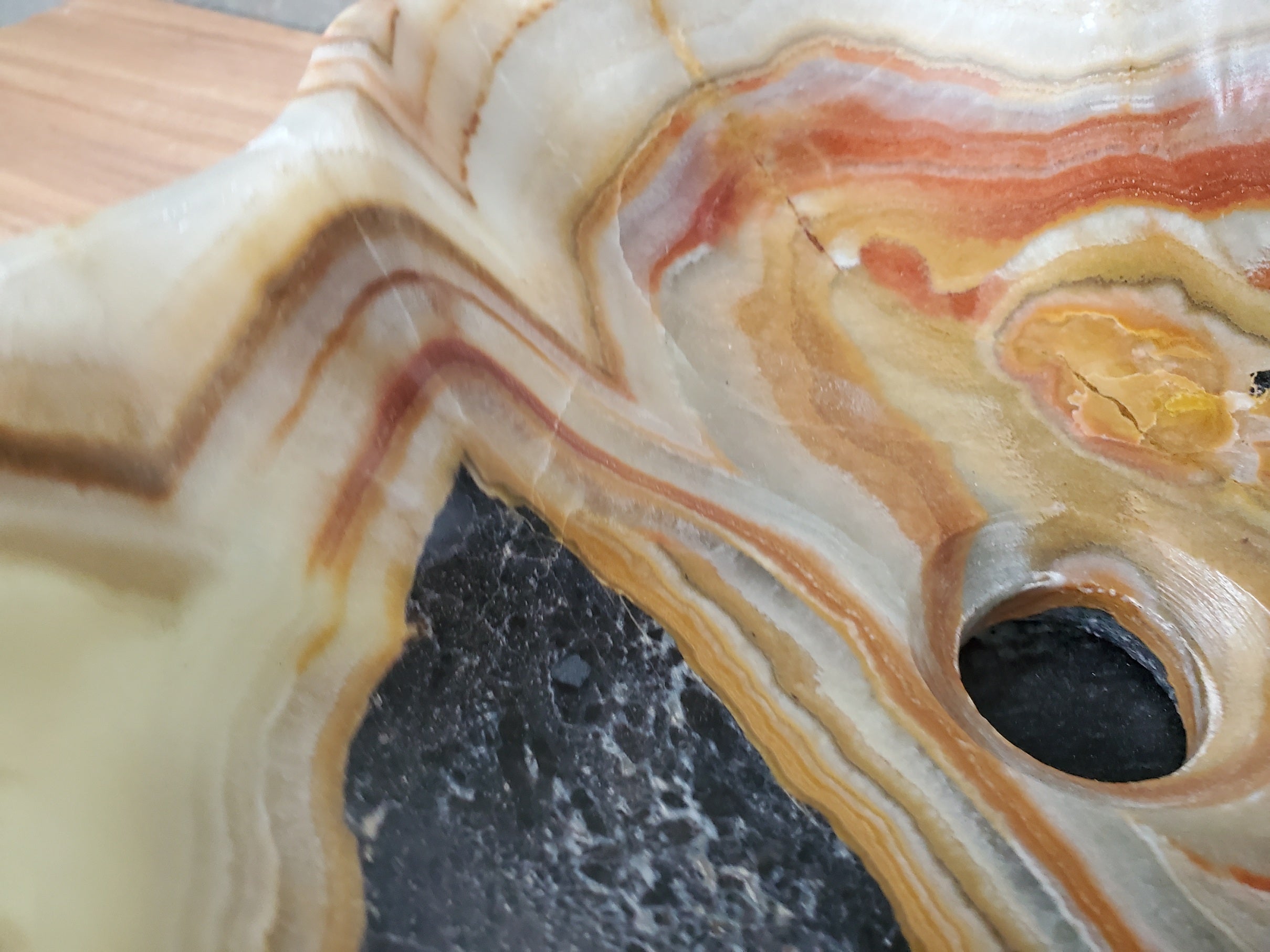 S31_29 Onyx Stone Vessel Bathroom Sink - 13 x 11.5 inch