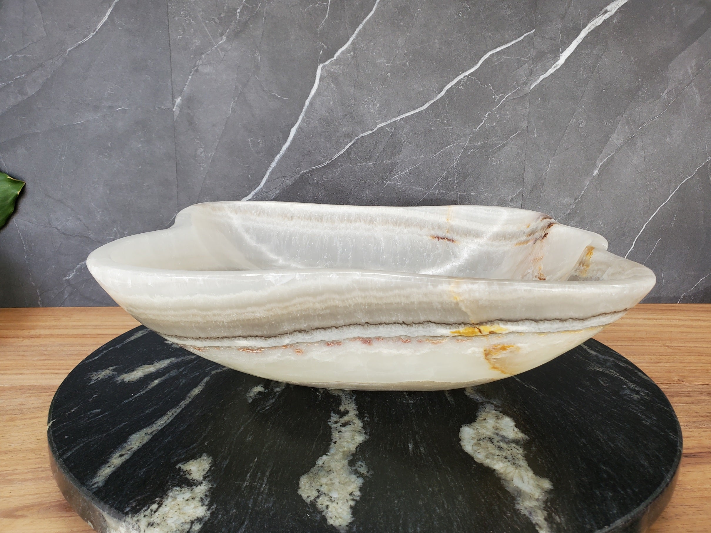 S34_16 Onyx Stone Vessel Bathroom Sink - 15.3 x 14 inch