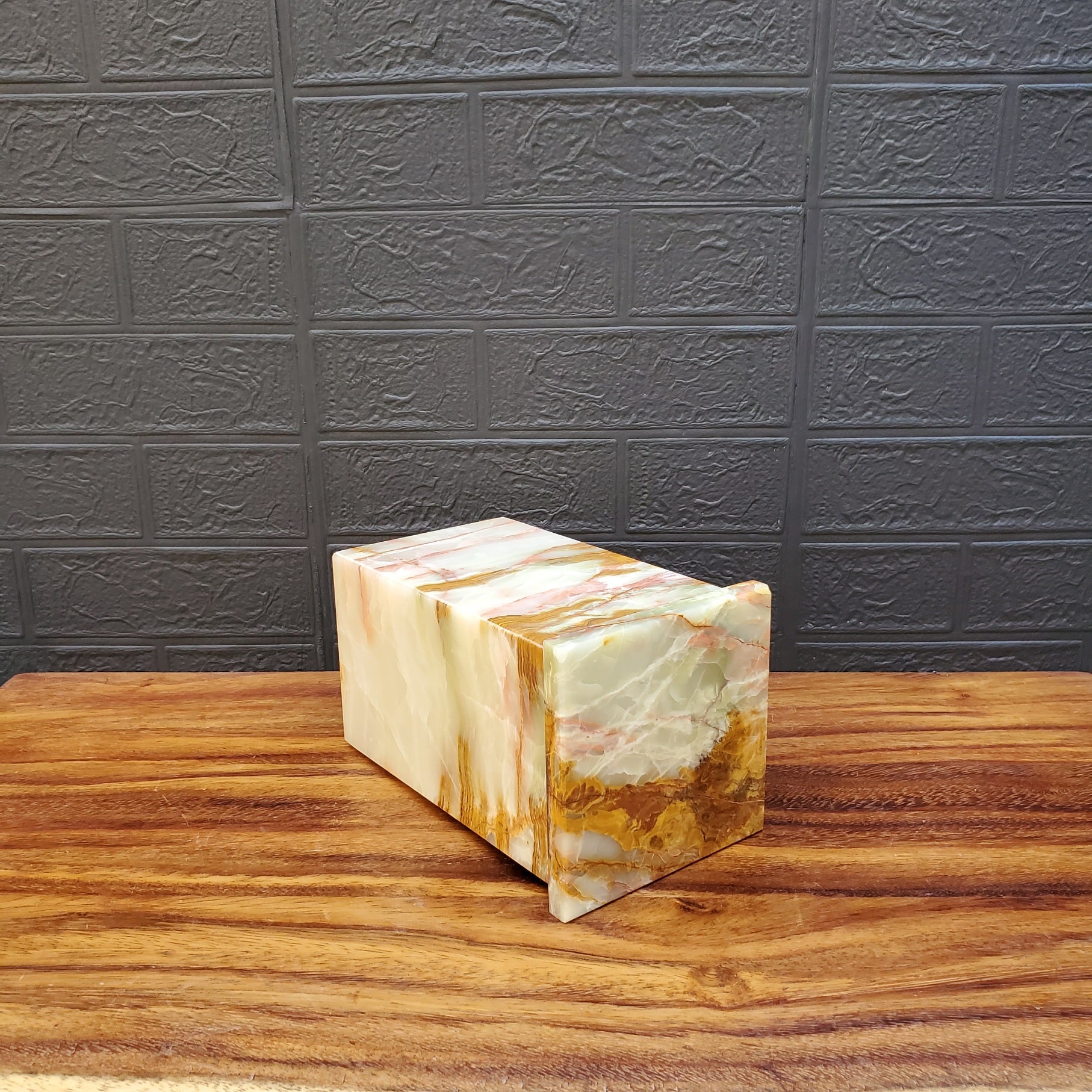 Green and Brown Onyx Memorial Cremation Urn with Lid, 300 Cubic Inch Accessories