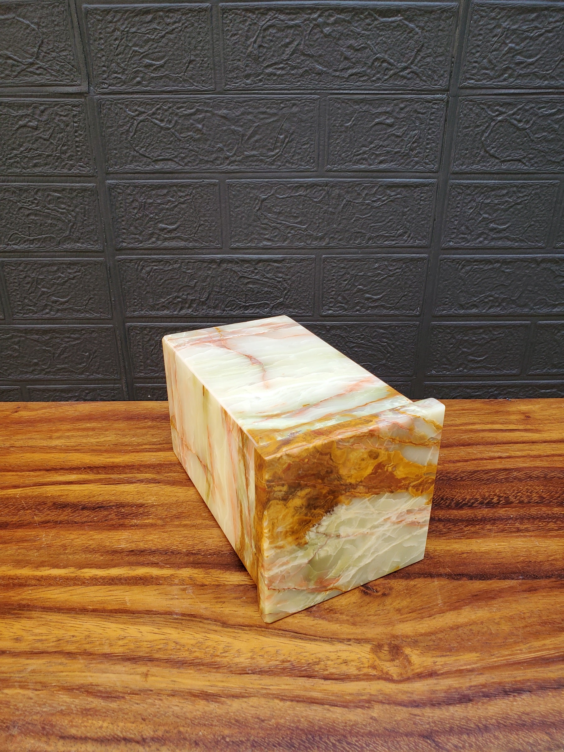 Green and Brown Onyx Memorial Cremation Urn with Lid, 300 Cubic Inch Accessories