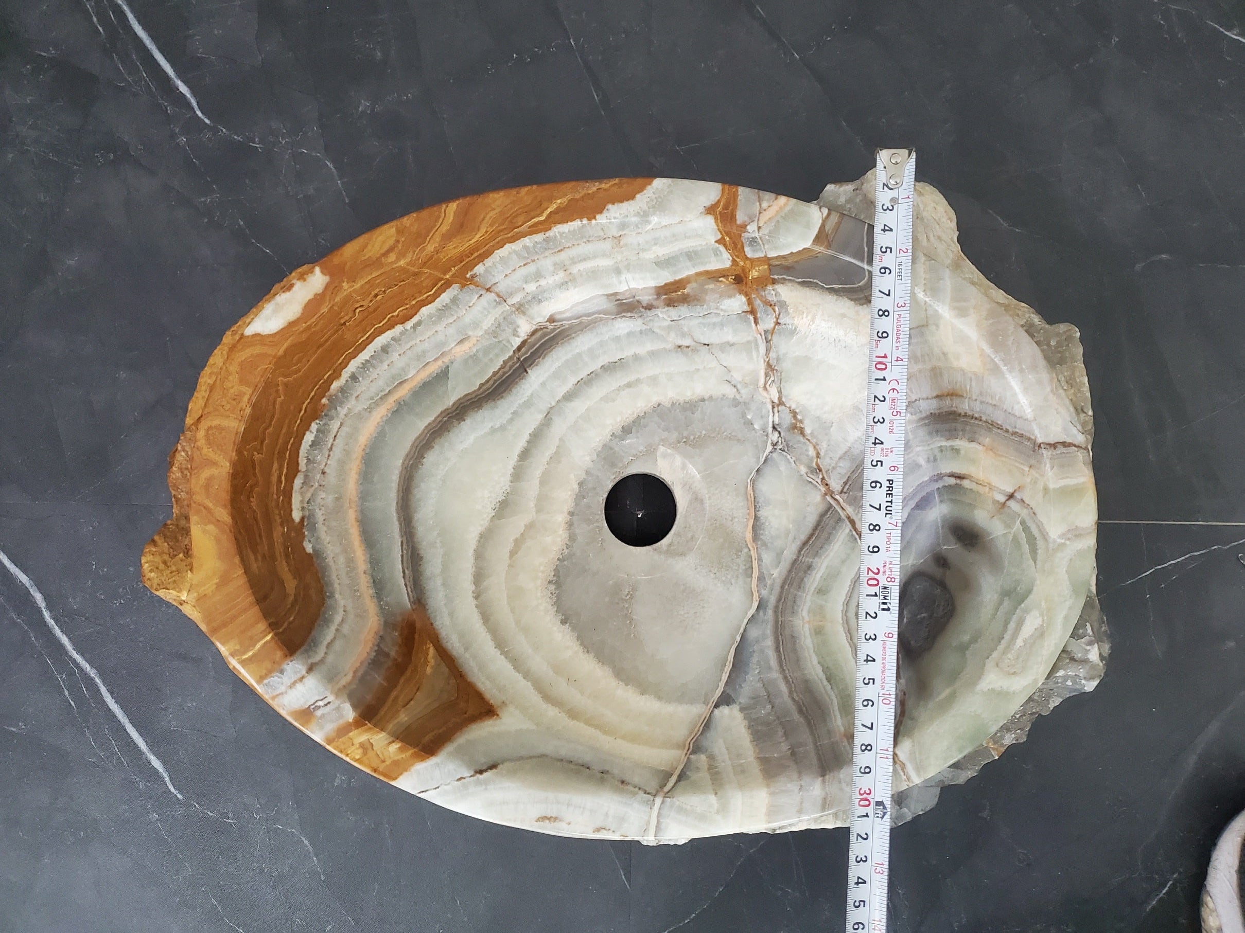 S28_11 Onyx Stone Vessel Bathroom Sink - 17 x 12.5 inch