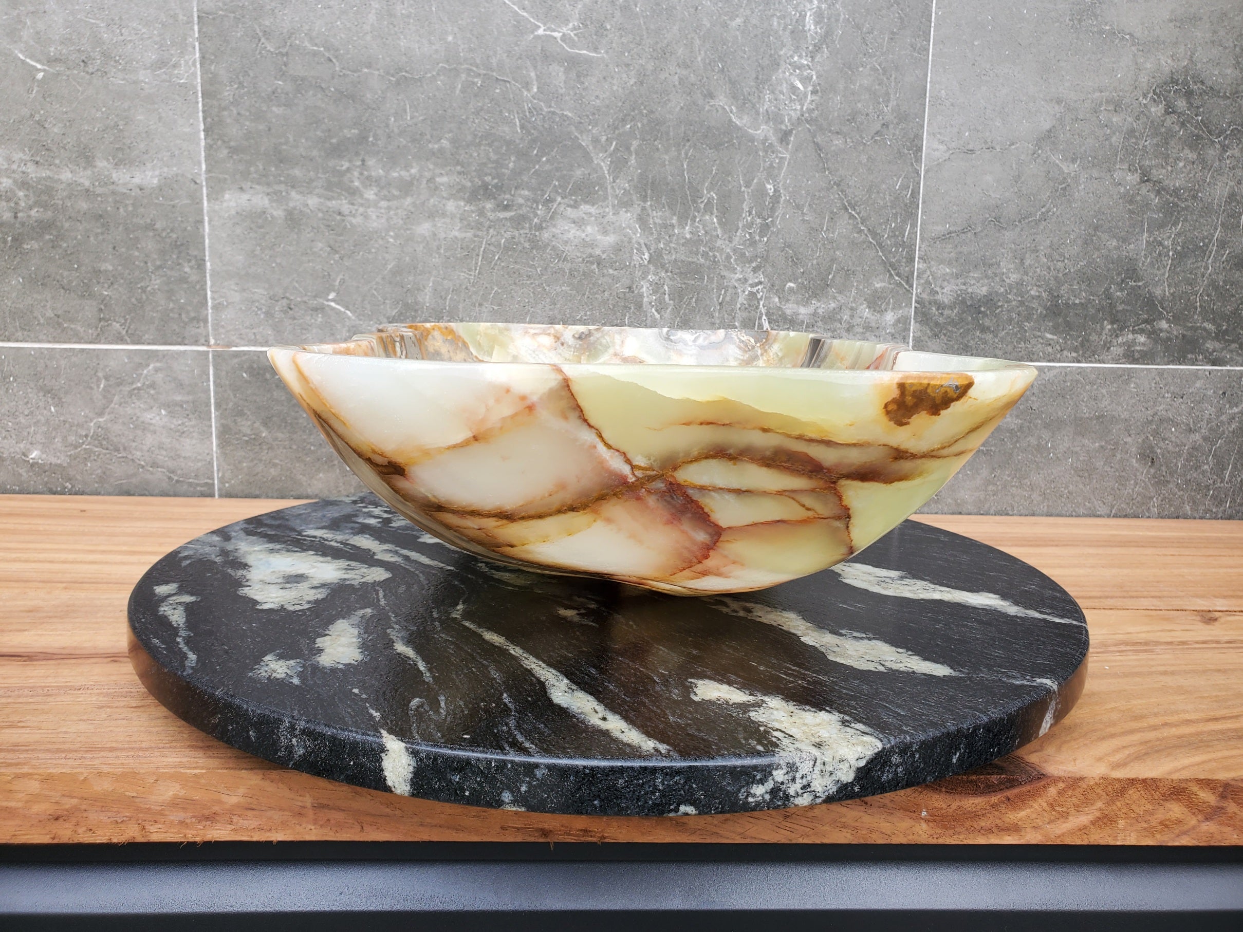 S30_32 Onyx Stone Vessel Bathroom Sink