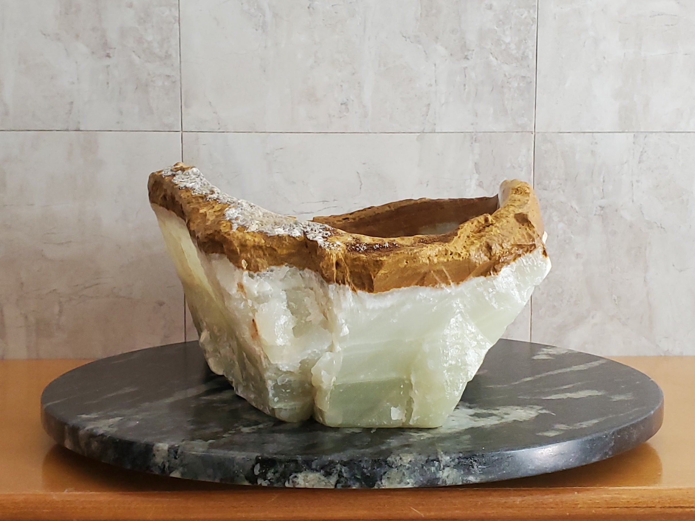 S23_30 Onyx Stone Vessel Bathroom Sink - 15 x 13 inch