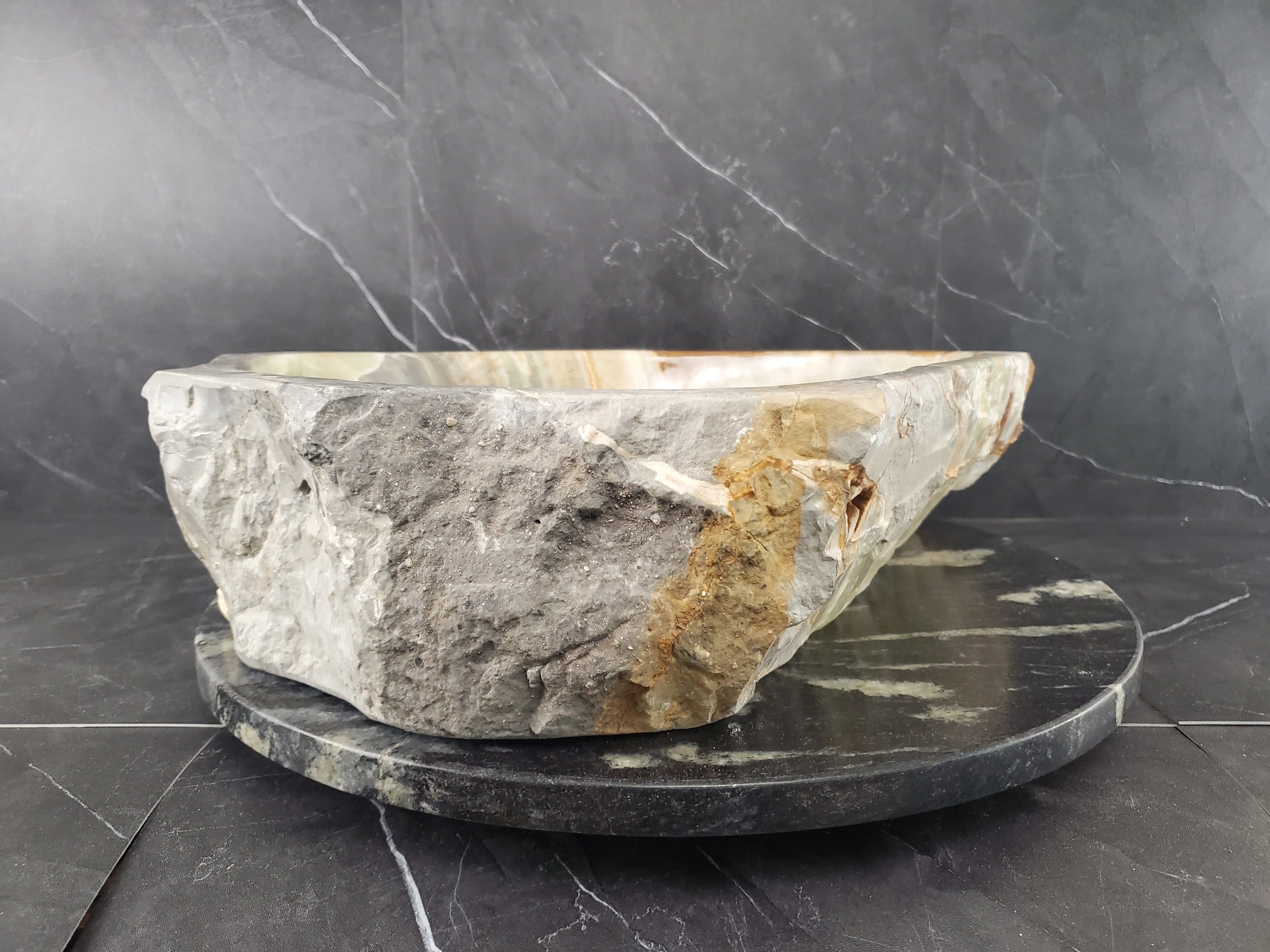 S25_12 Green Onyx Stone Vessel Bathroom Sink