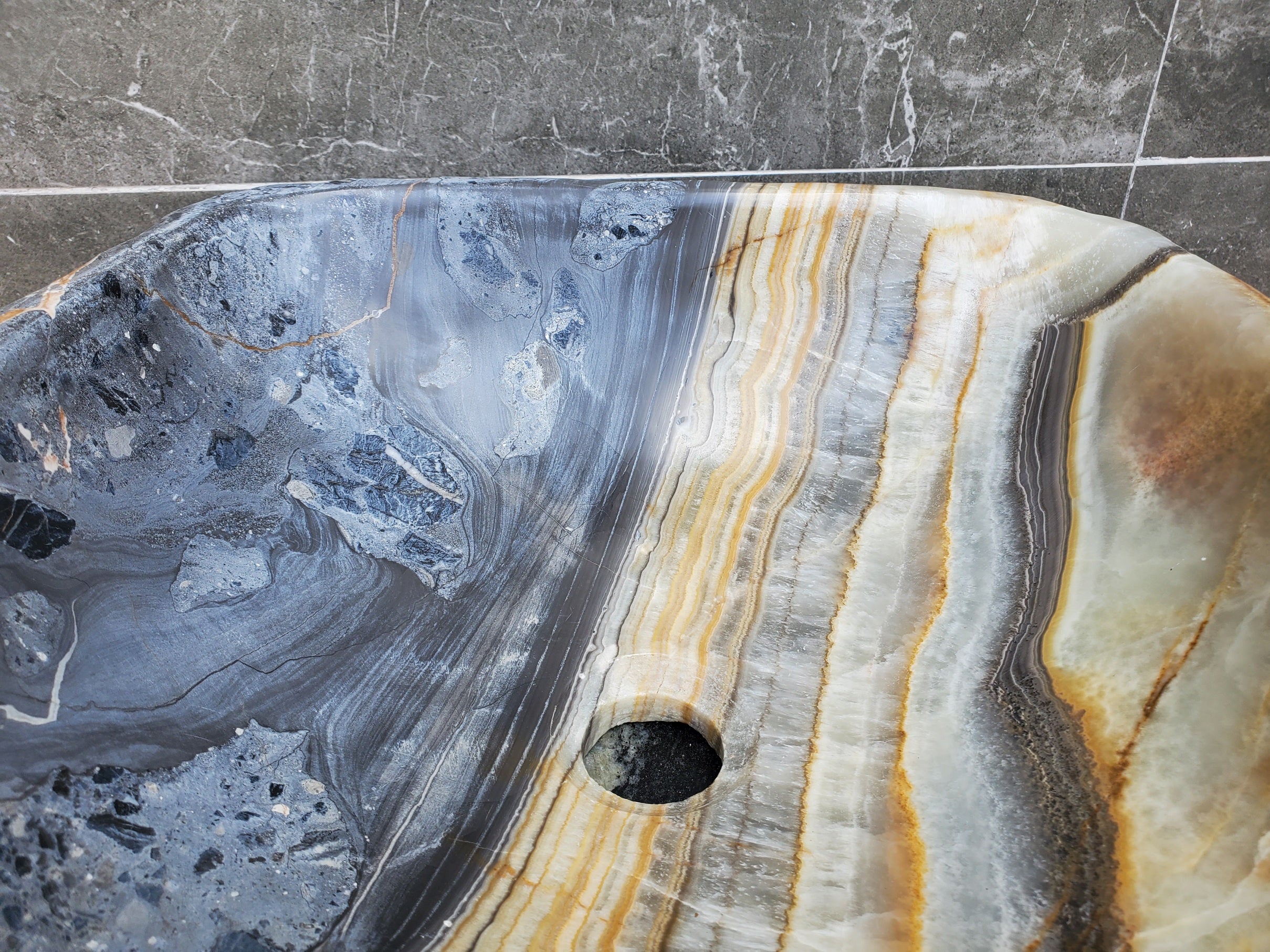 S30_24 Onyx Stone Vessel Bathroom Sink