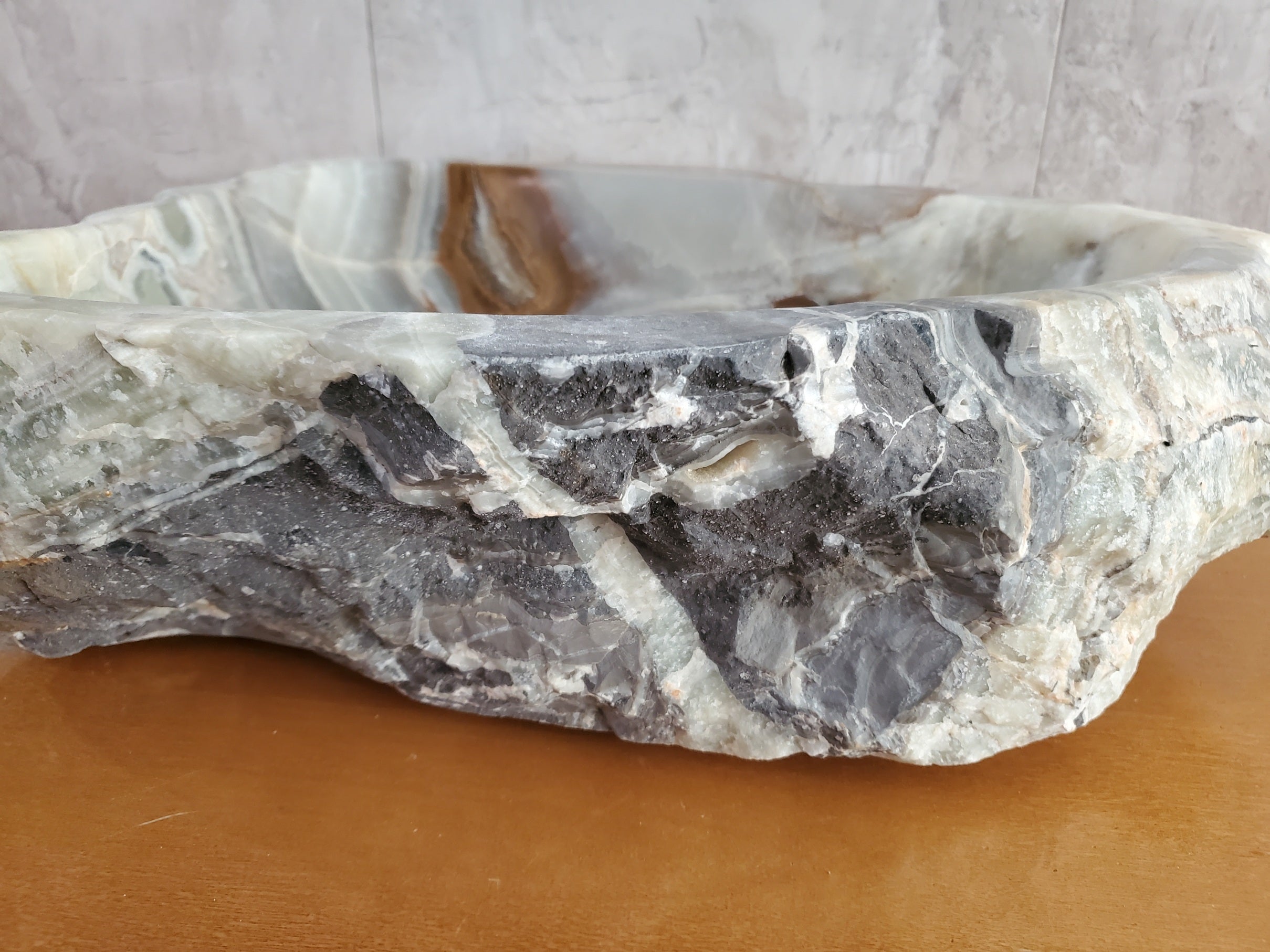 S23_26 Onyx Stone Vessel Bathroom Sink- 19 x 16 inch