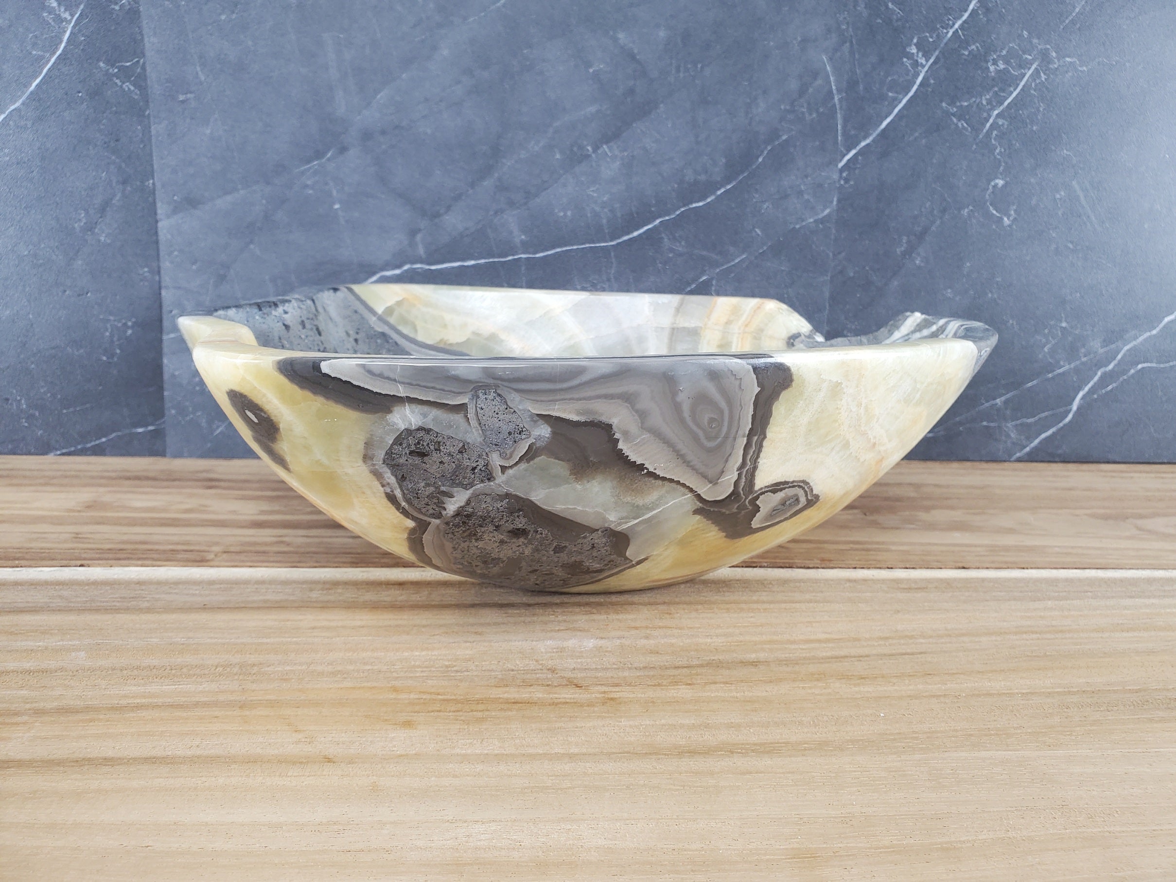 S28_26 Onyx Stone Vessel Bathroom Sink - 15 x 13 inch