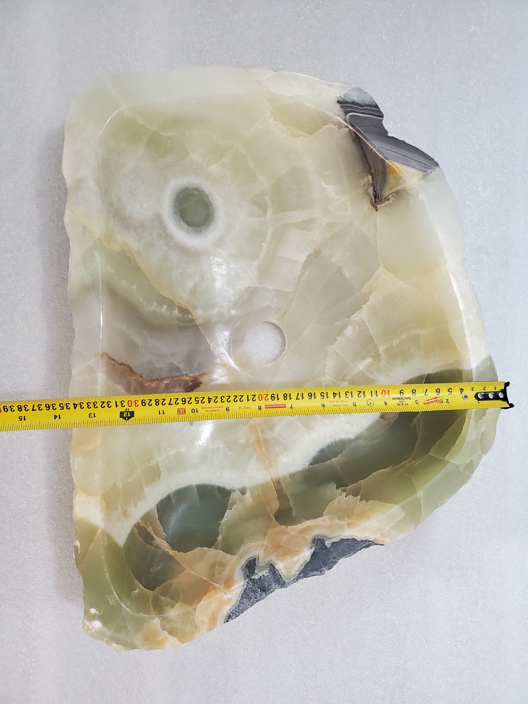 S24_13 Green Onyx Stone Vessel Bathroom Sink