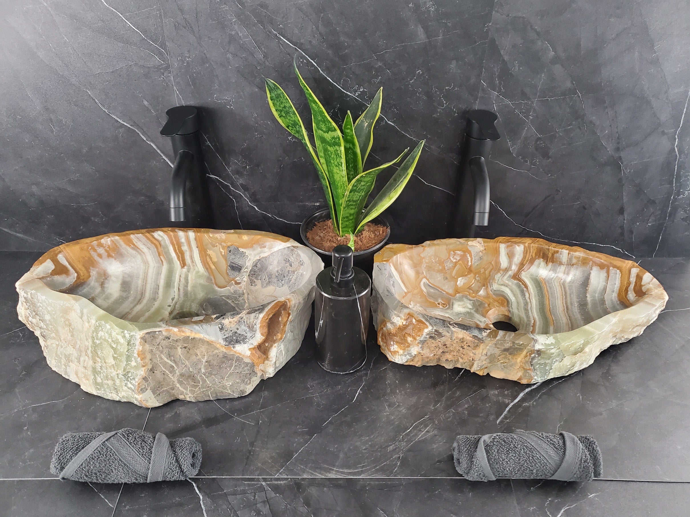 S25_18 Onyx Stone Vessel Bathroom Sink