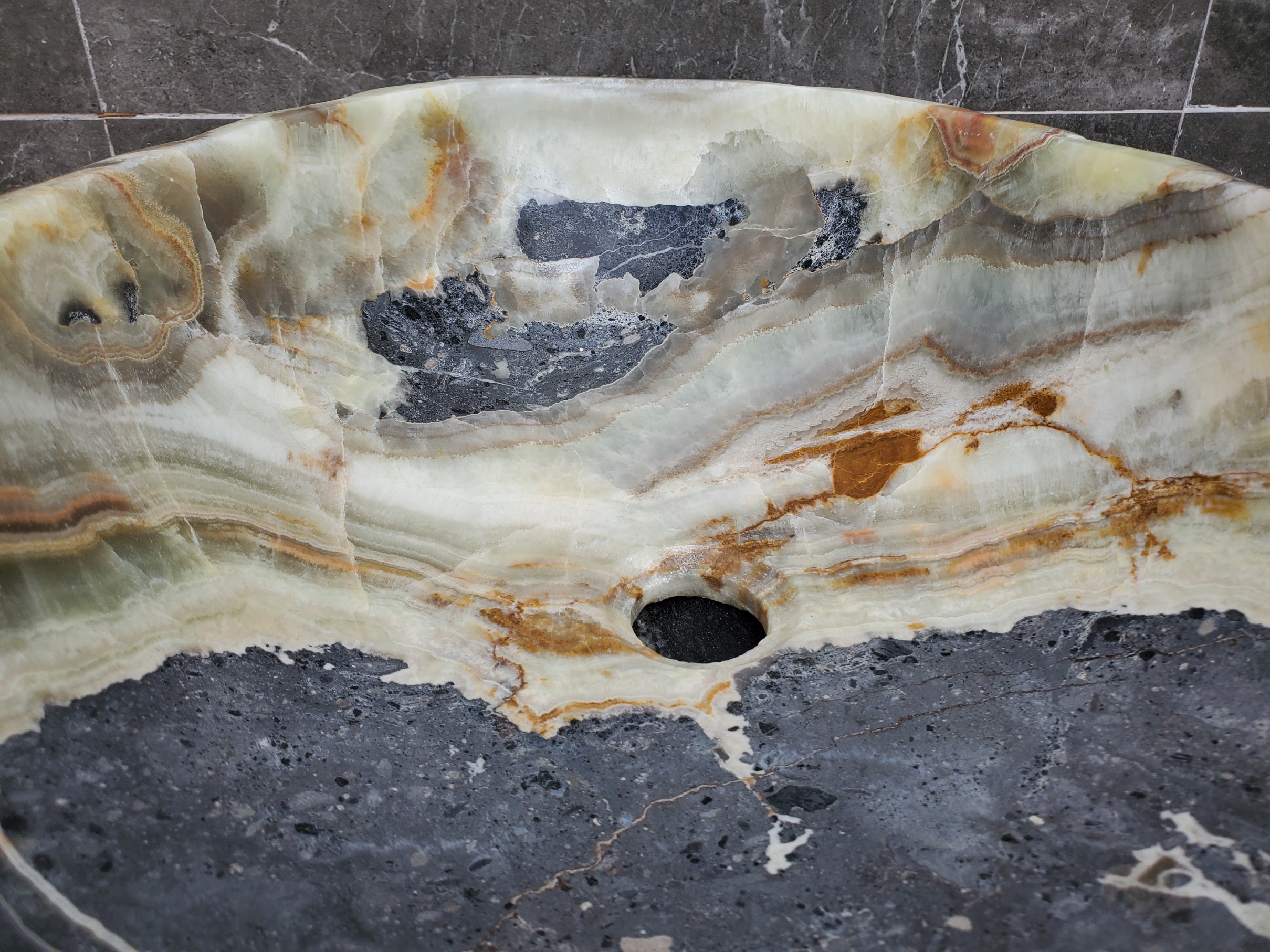 S30_26 Onyx Stone Vessel Bathroom Sink